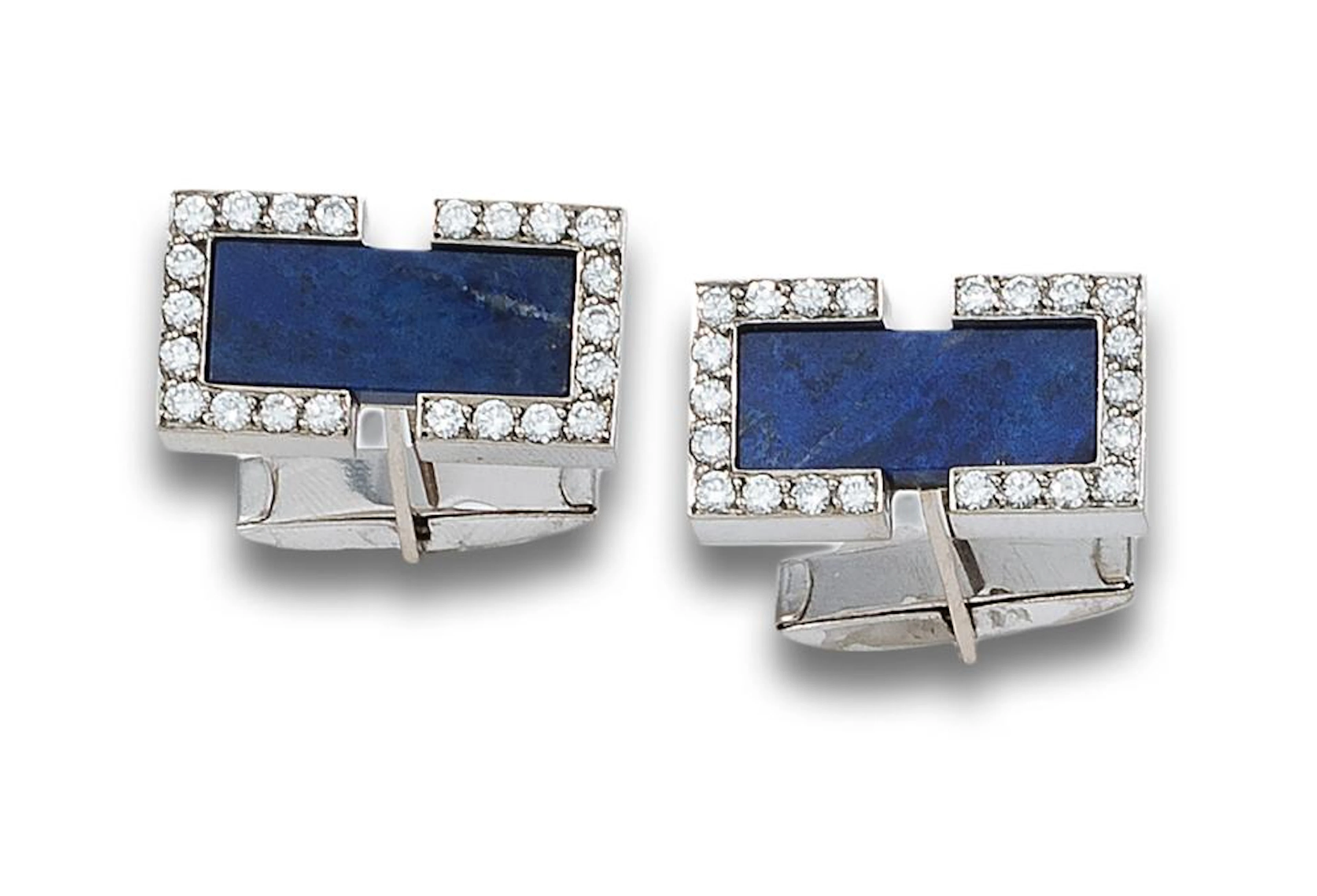 PUIG DORIA CUFFLINKS IN LAPISLAZULI, DIAMONDS AND WHITE GOLD