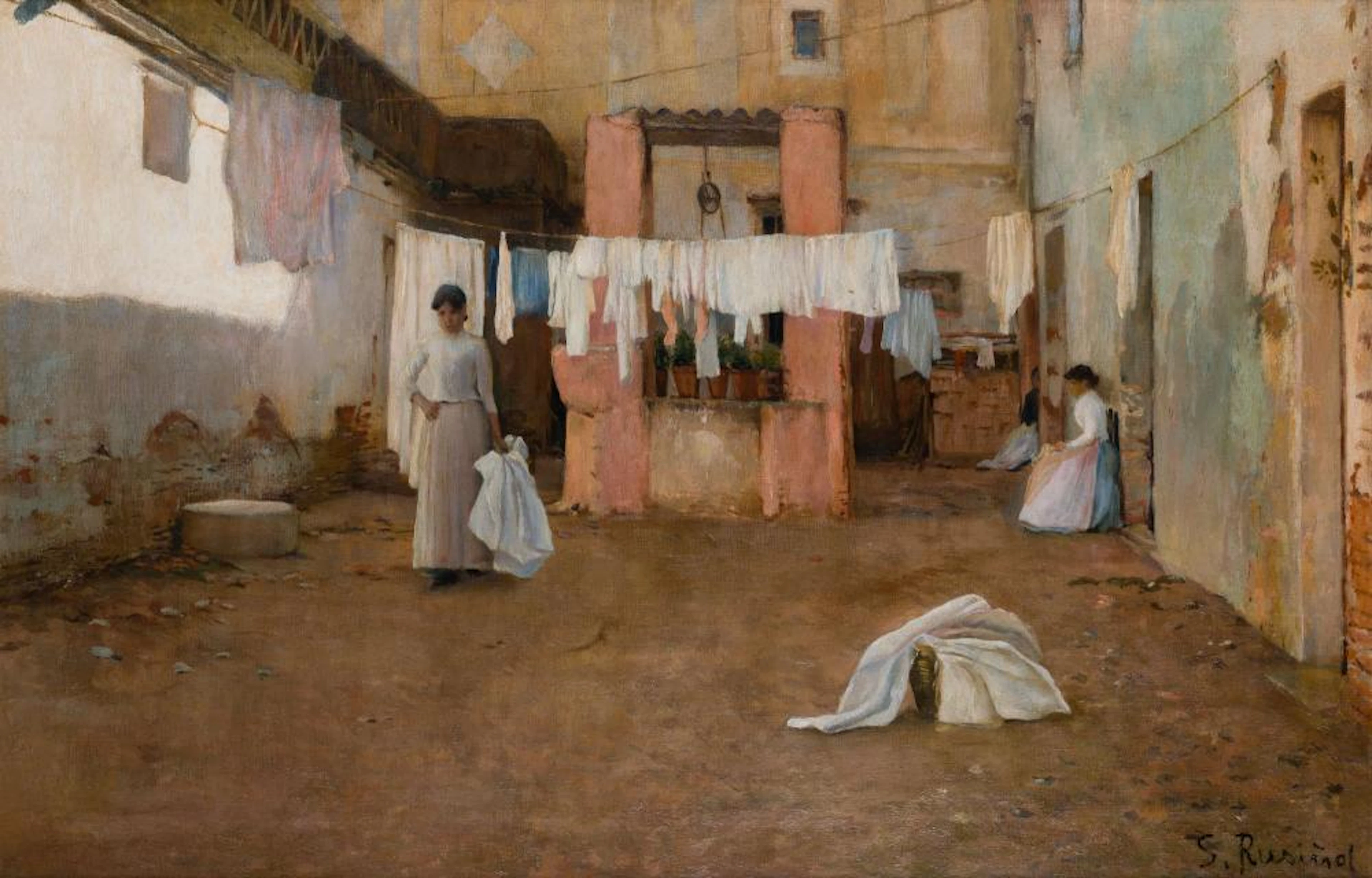 SANTIAGO RUSIÑOL Barcelona (1861) / Aranjuez (1931) "Laundresses of Barceloneta"
