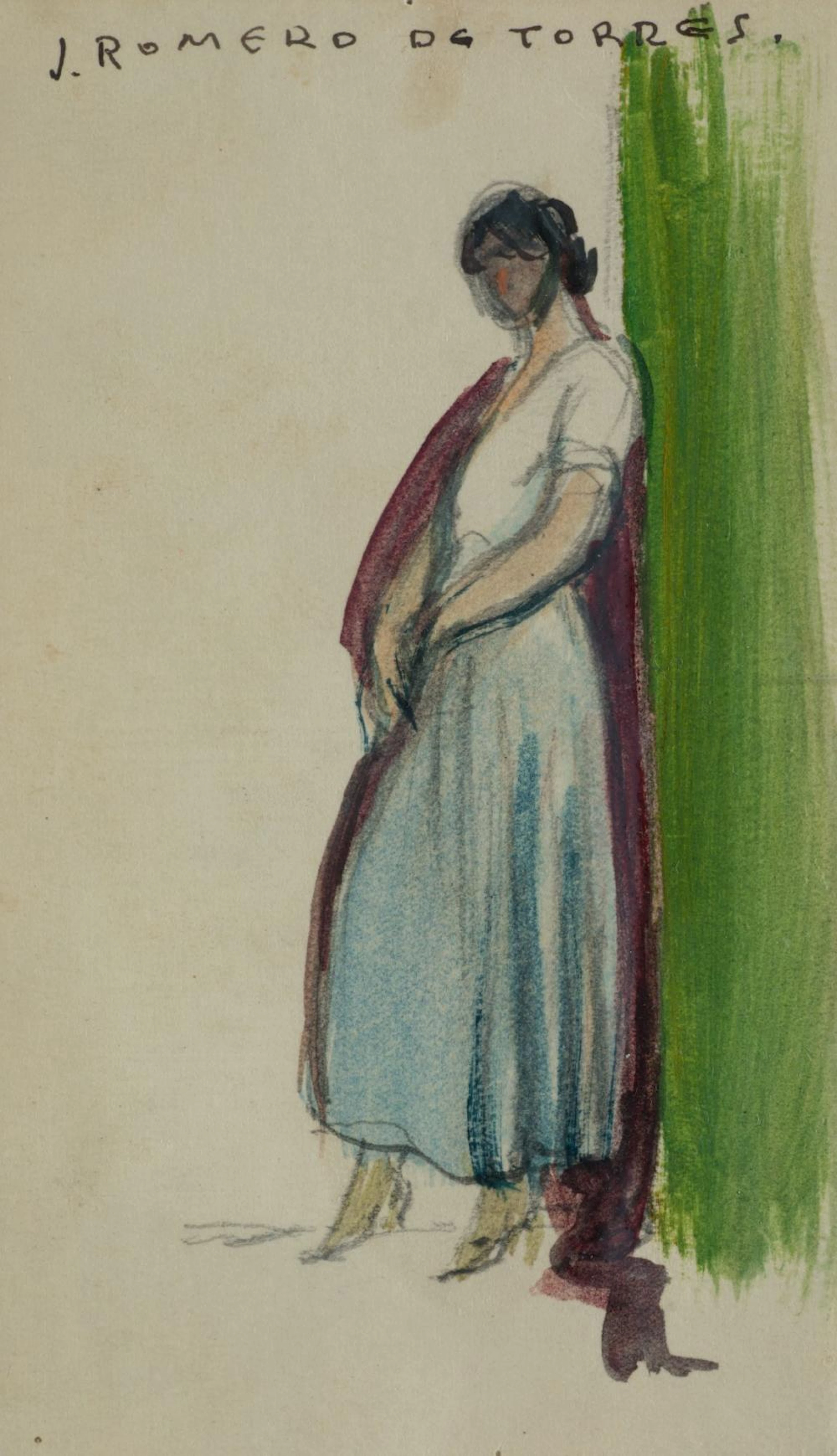 JULIO ROMERO DE TORRES Córdoba (1874 / 1930) "Sketch of a young woman"