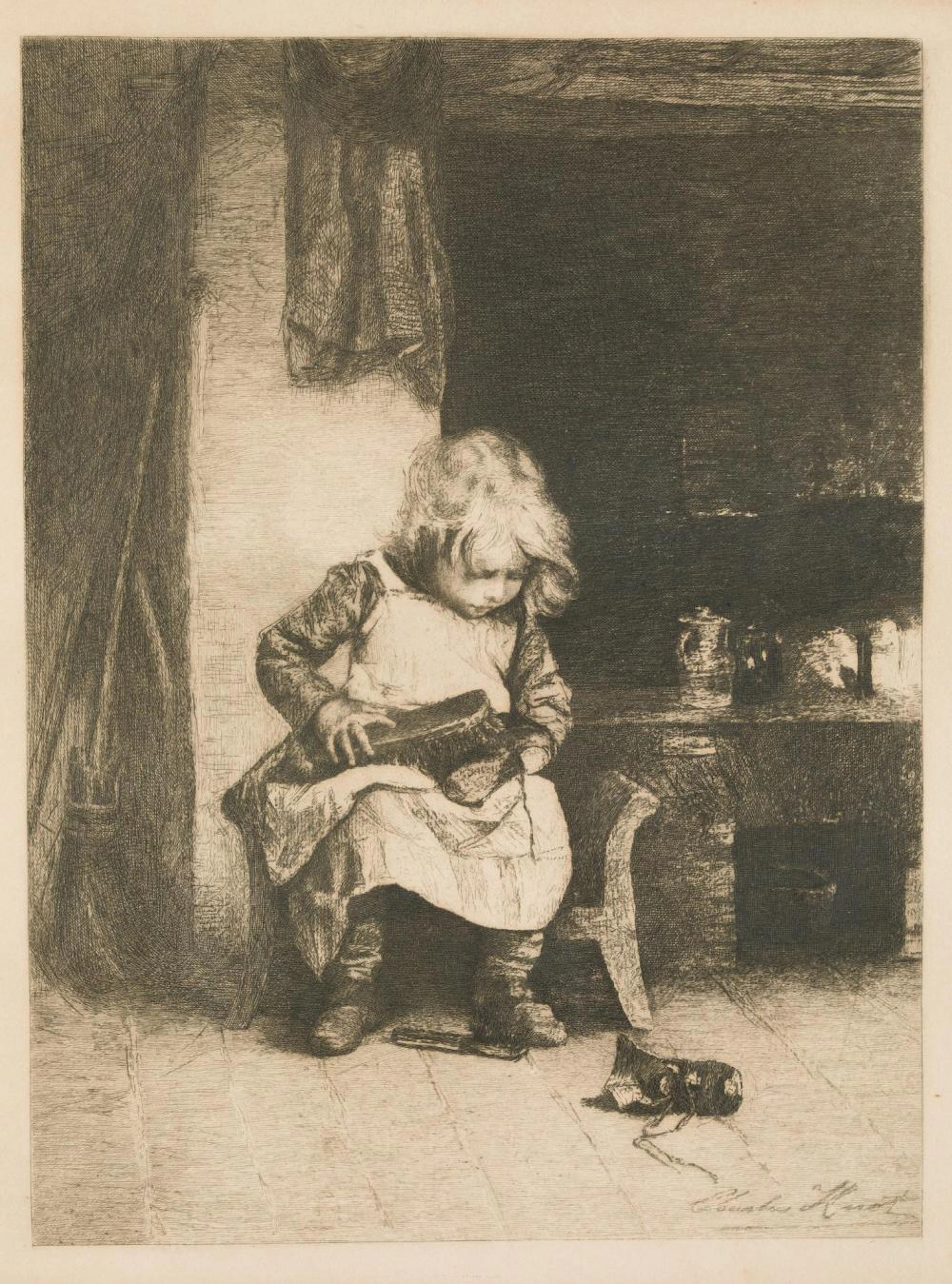 RICARDO DE LOS RIOS Valladolid (1847) / Madrid (1929) "Cleaning the boots"