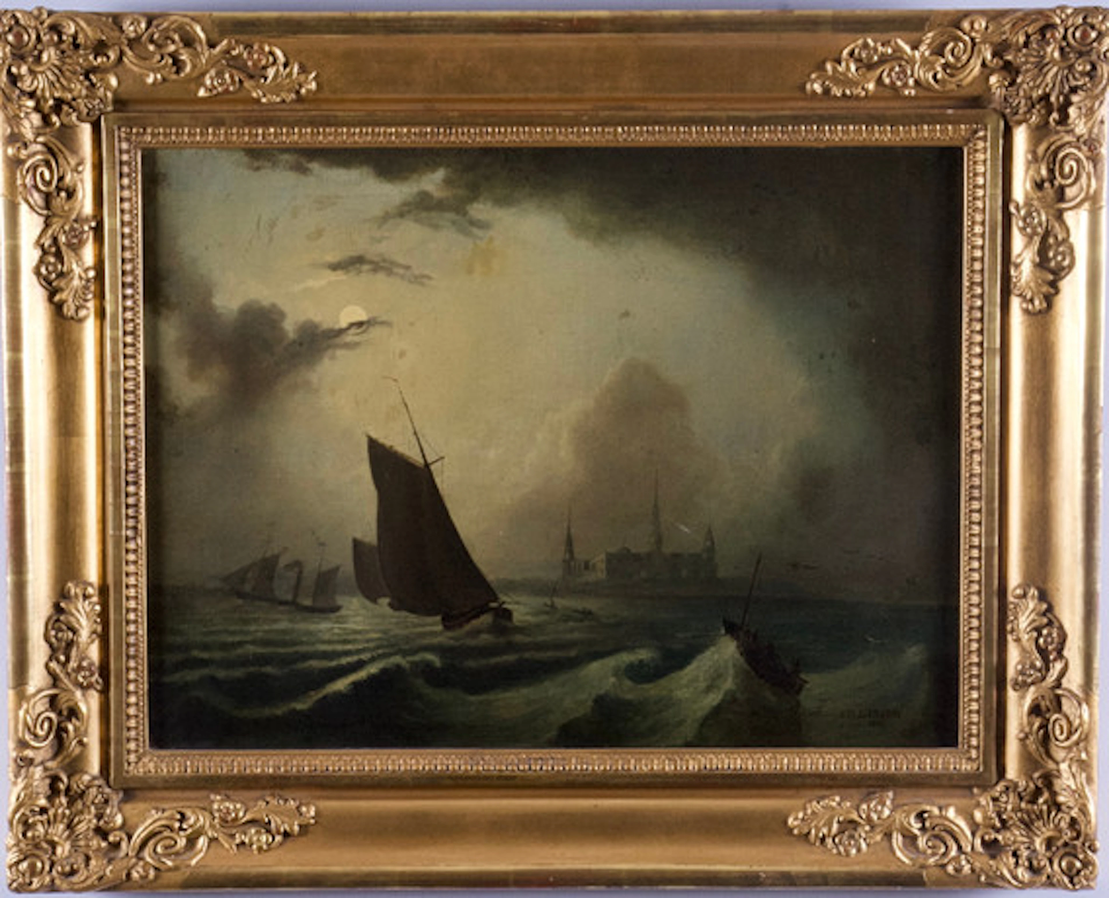 MARCUS LARSON. Öresund i Månsken, signerad…
