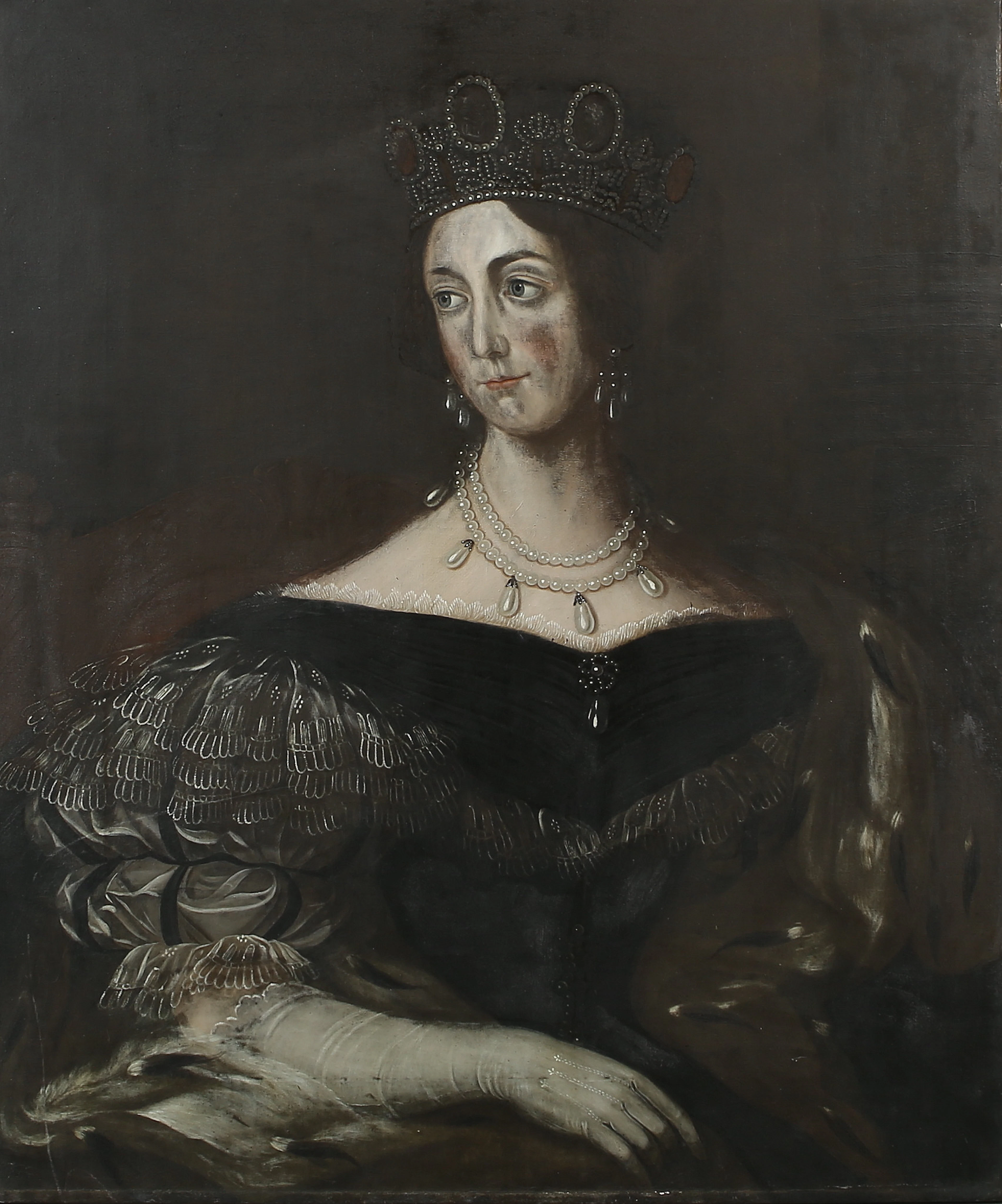OIDENTIFIERAD KONSTNÄR. Kopia efter Fredrik Westins porträtt av Drottning Josefina, olja på duk, 18/1900-tal.