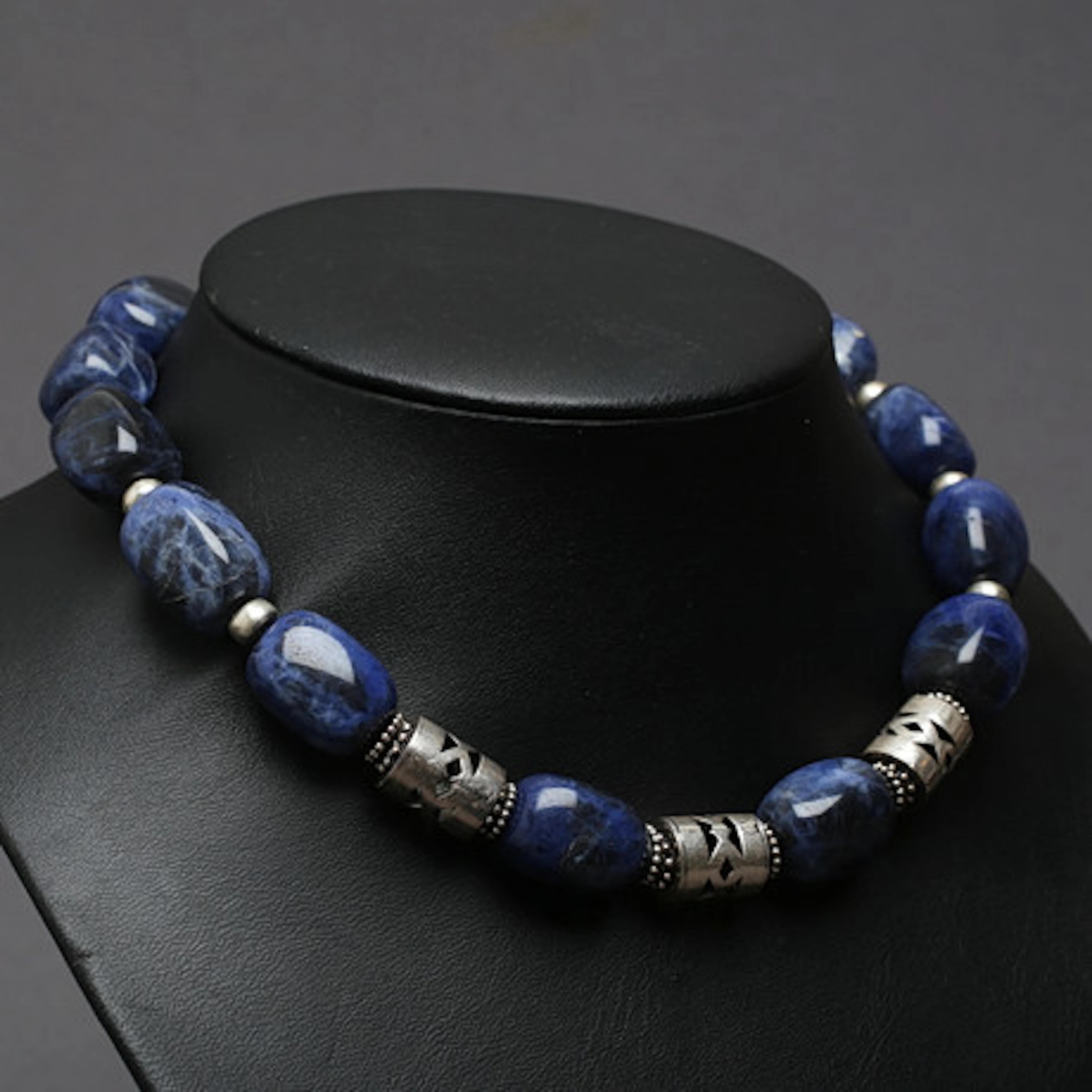 COLLIER, sodalit, silver, Mexiko, 1900-tal…