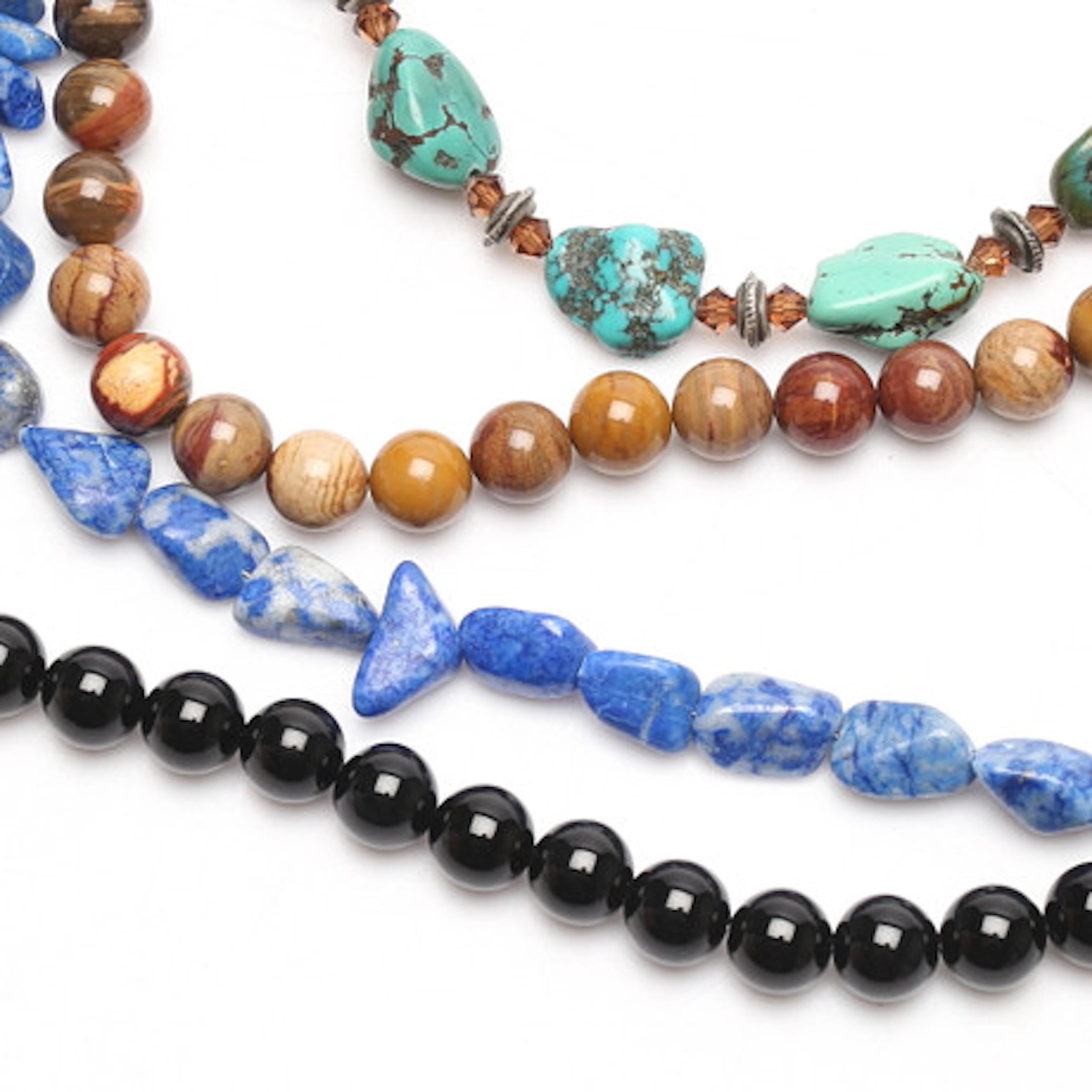 COLLIER, 4 st med stenar, bland annat onyx.