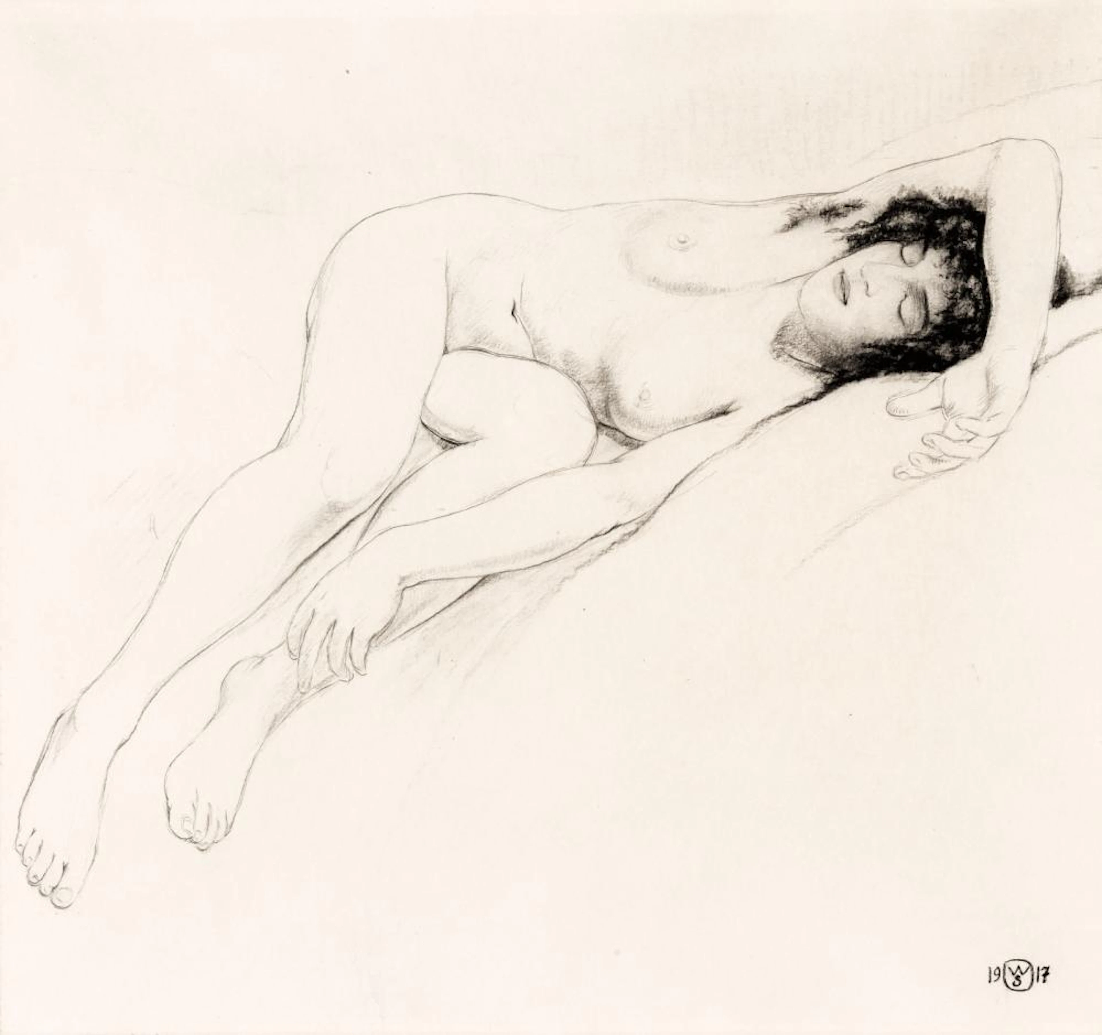 Sauer Walter (1889 - 1927) Belgium - Lying woman (1917)