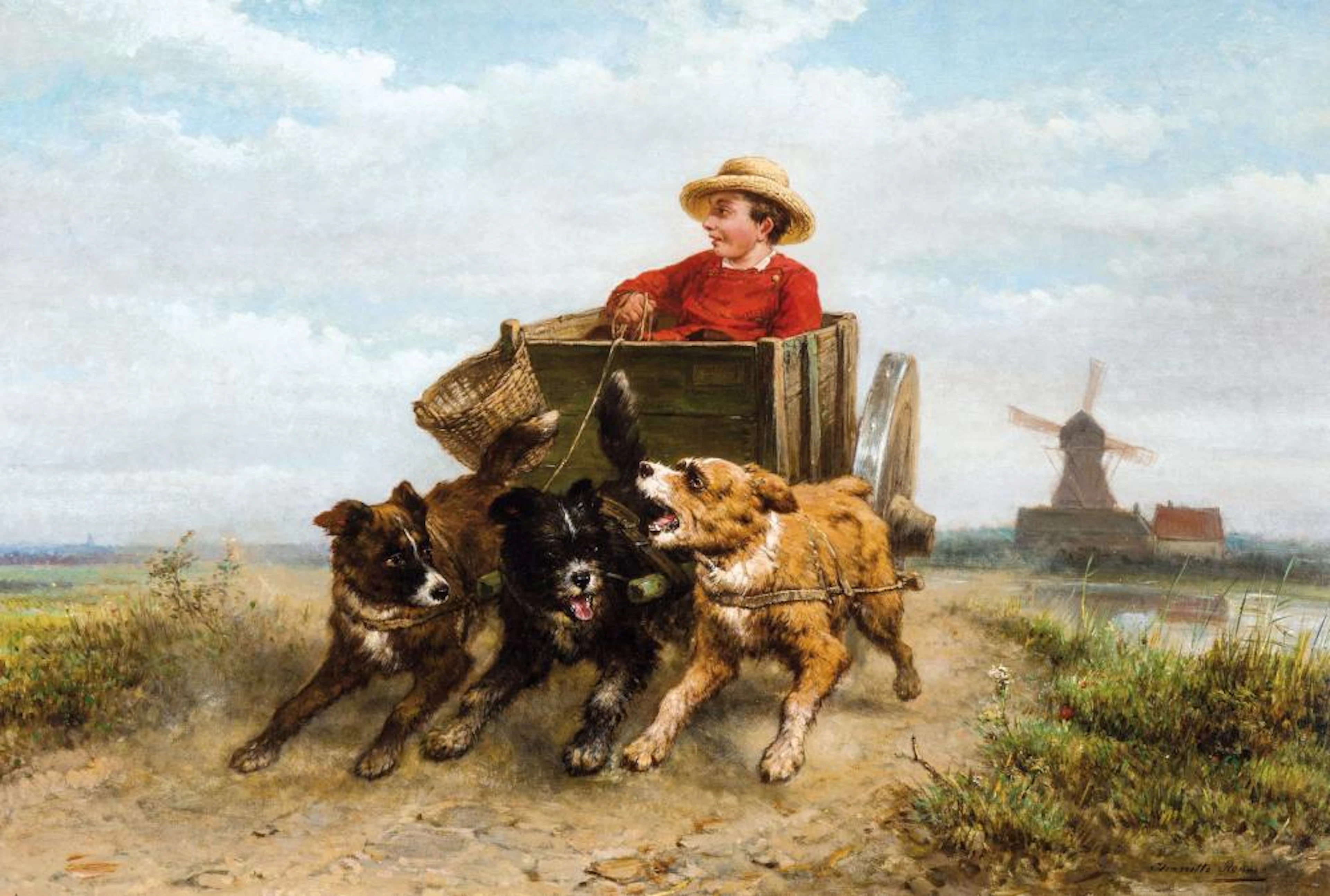 Ronner-Knip Henriette (1821 - 1909) Belgium - A Boy in...