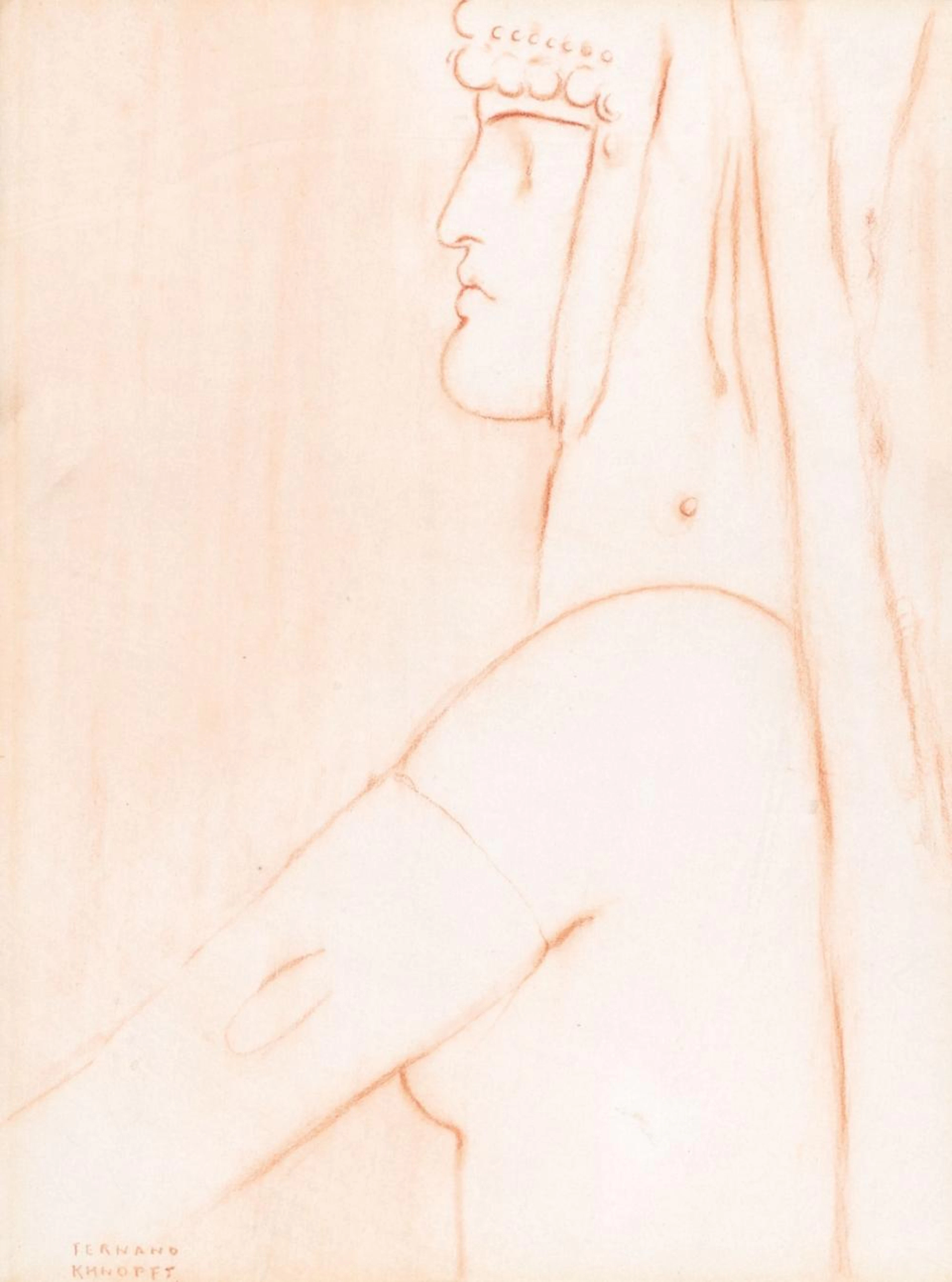 Khnopff Fernand (1858 - 1921) Belgium - Study for "Passé" - Femme en profil (ca