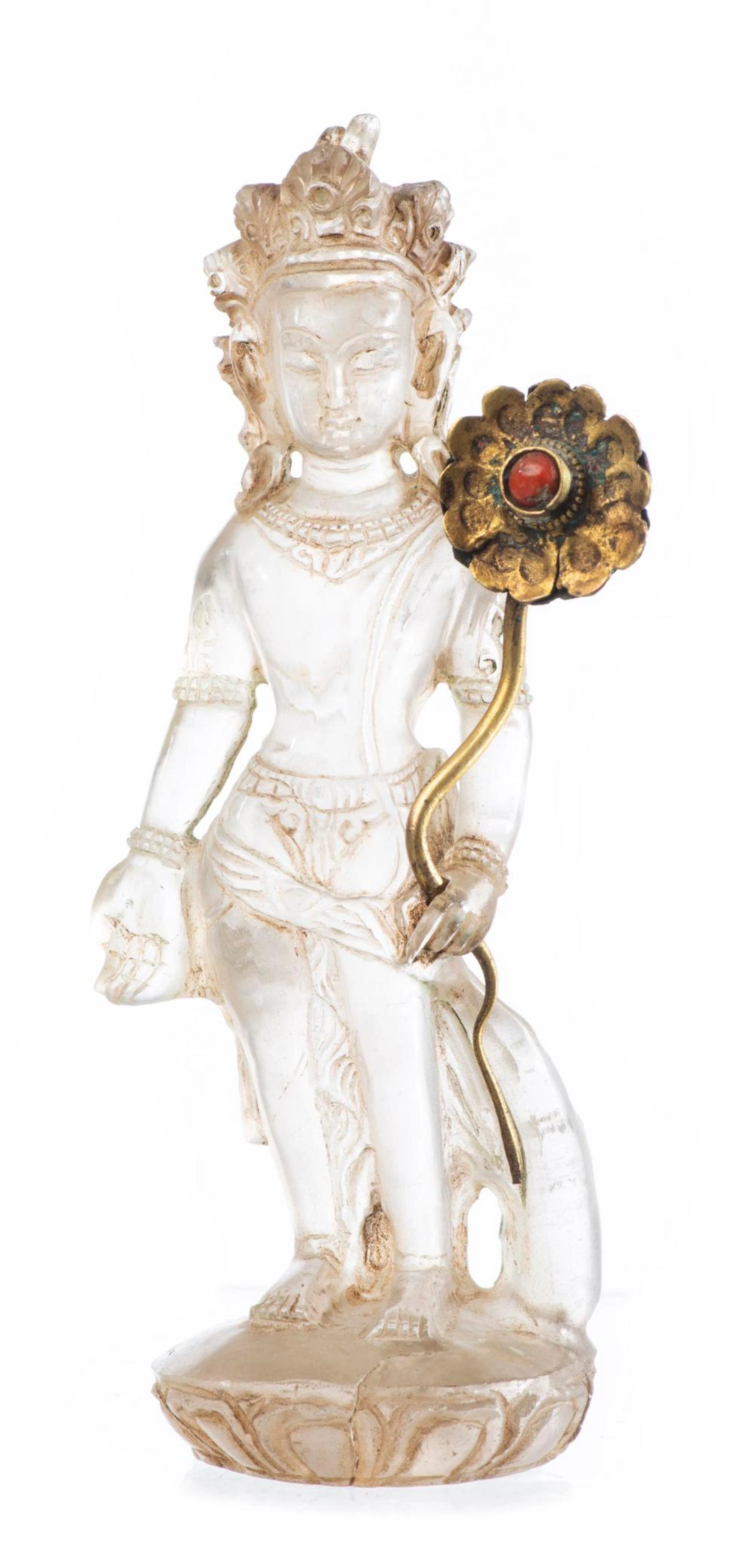 TIBET/NEPAL - Statuette de Avalokiteshvara Padmapani en cristal de roche