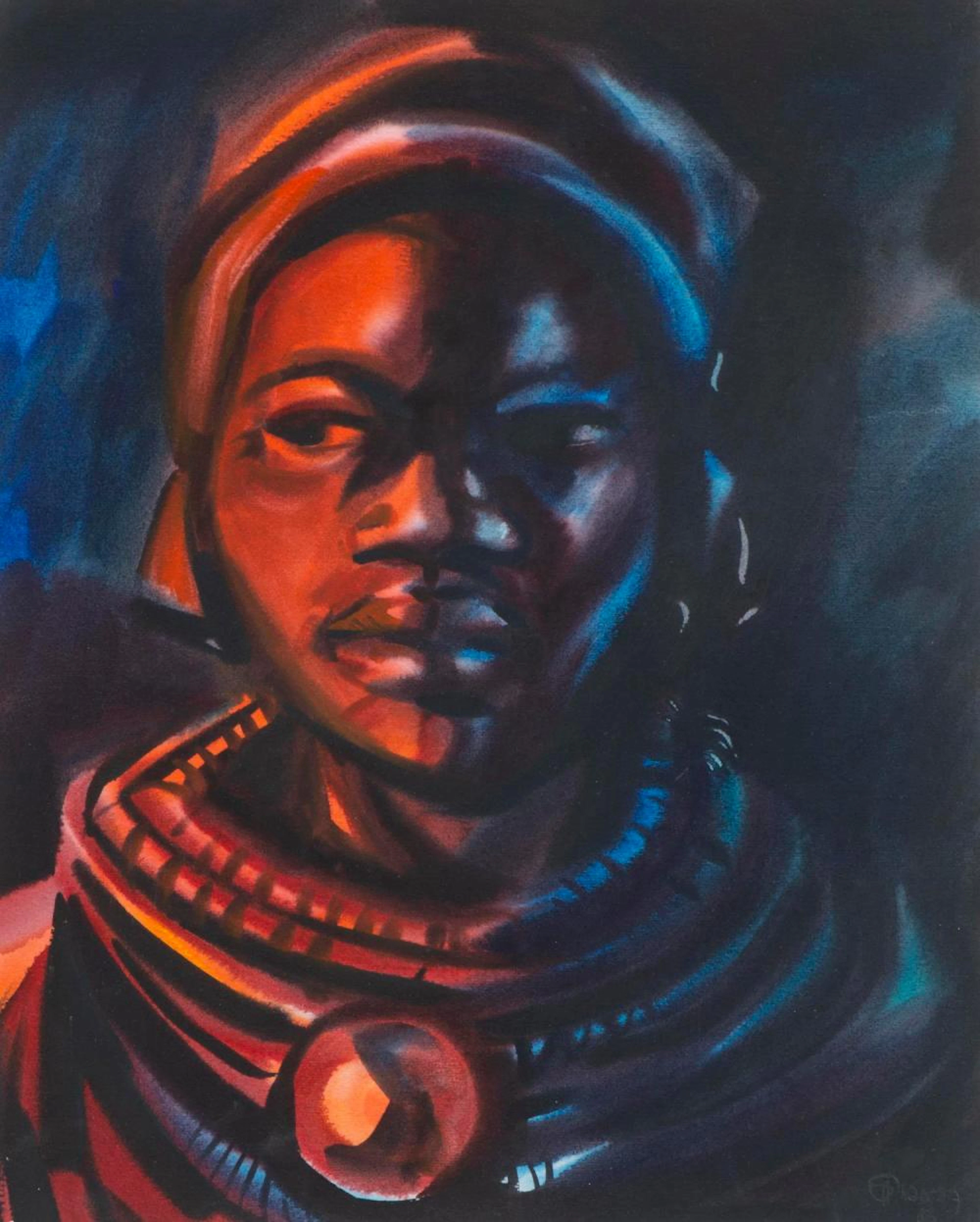 Albano SOUSA (1921-1995), "Portrait d'une femme africaine" (Massaï)