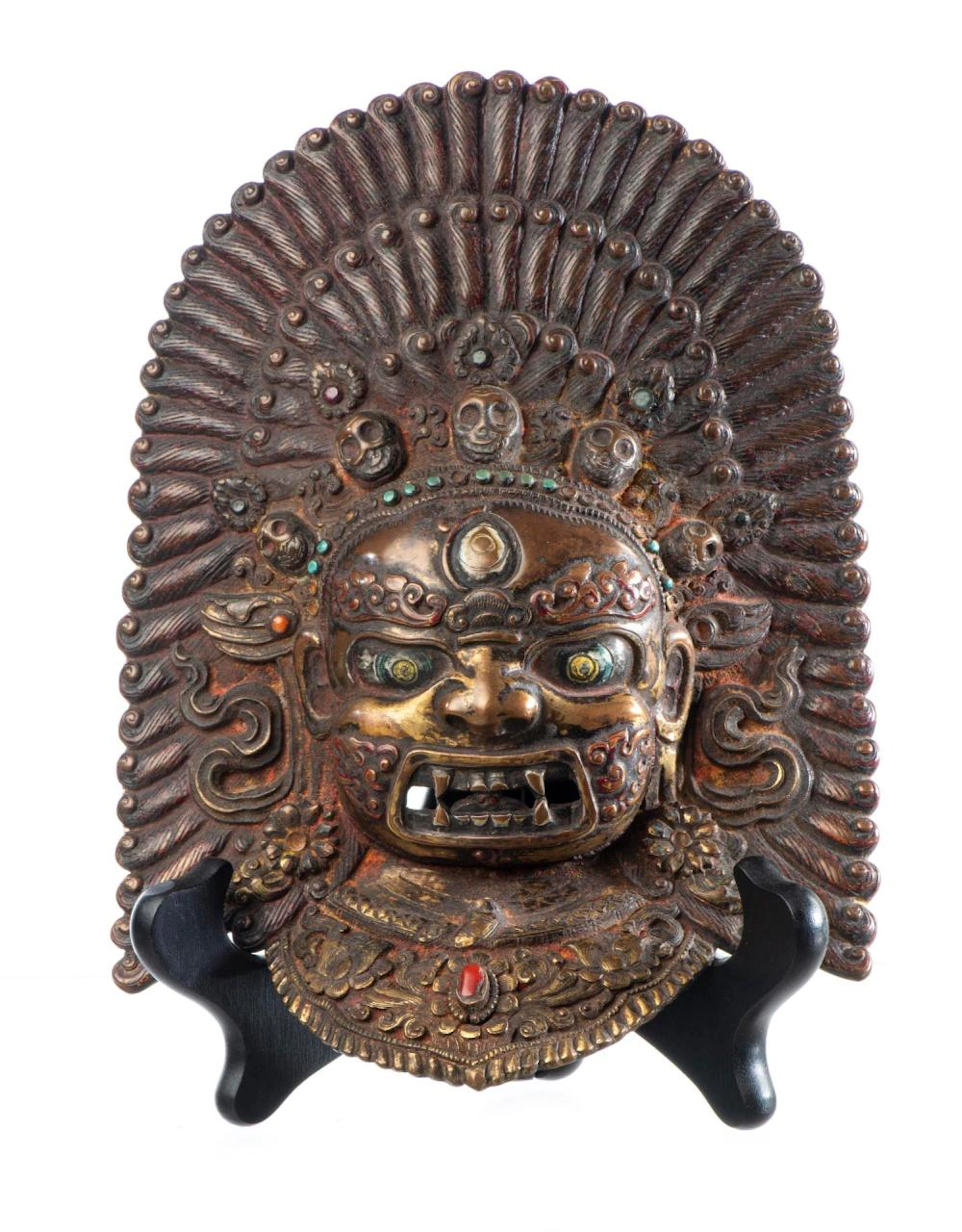 EPAL - Visage de MAHAKALA en cuivre repoussé, XIXe