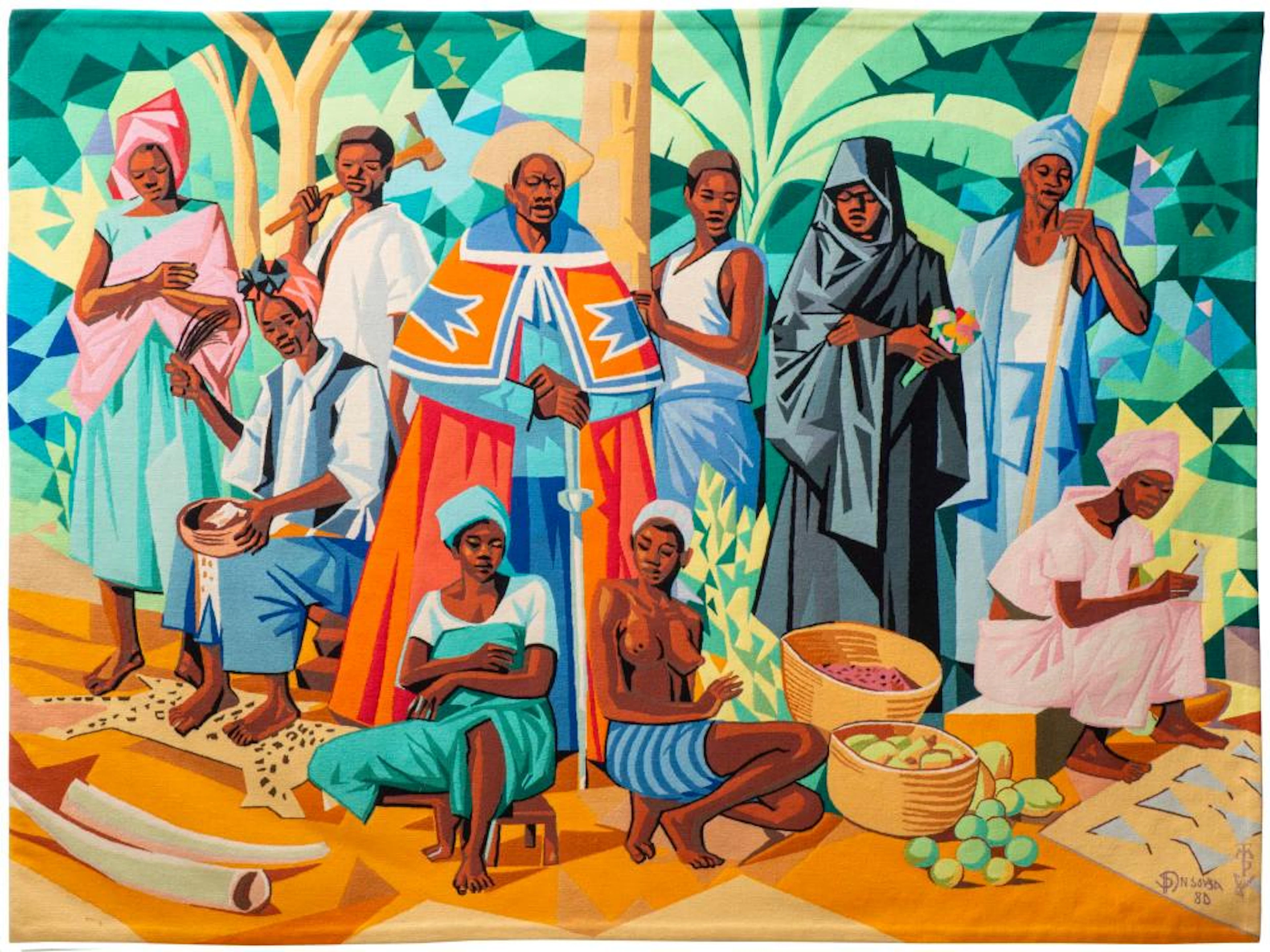 Albano SOUSA (1921-1995), "Chef de village", tapisserie