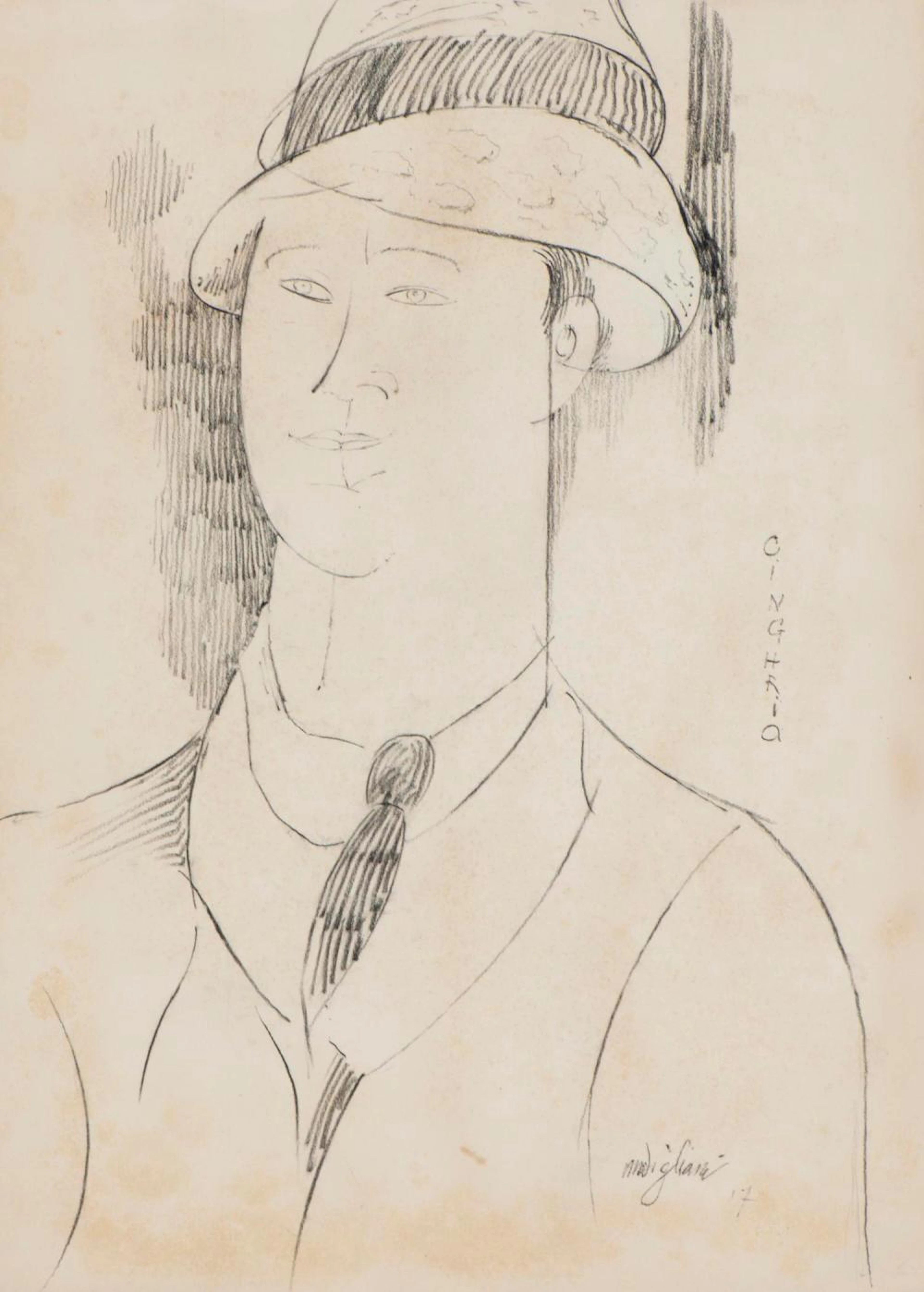 Amedeo MODIGLIANI (1884-1920) "Portrait de Cinghria" (sic)