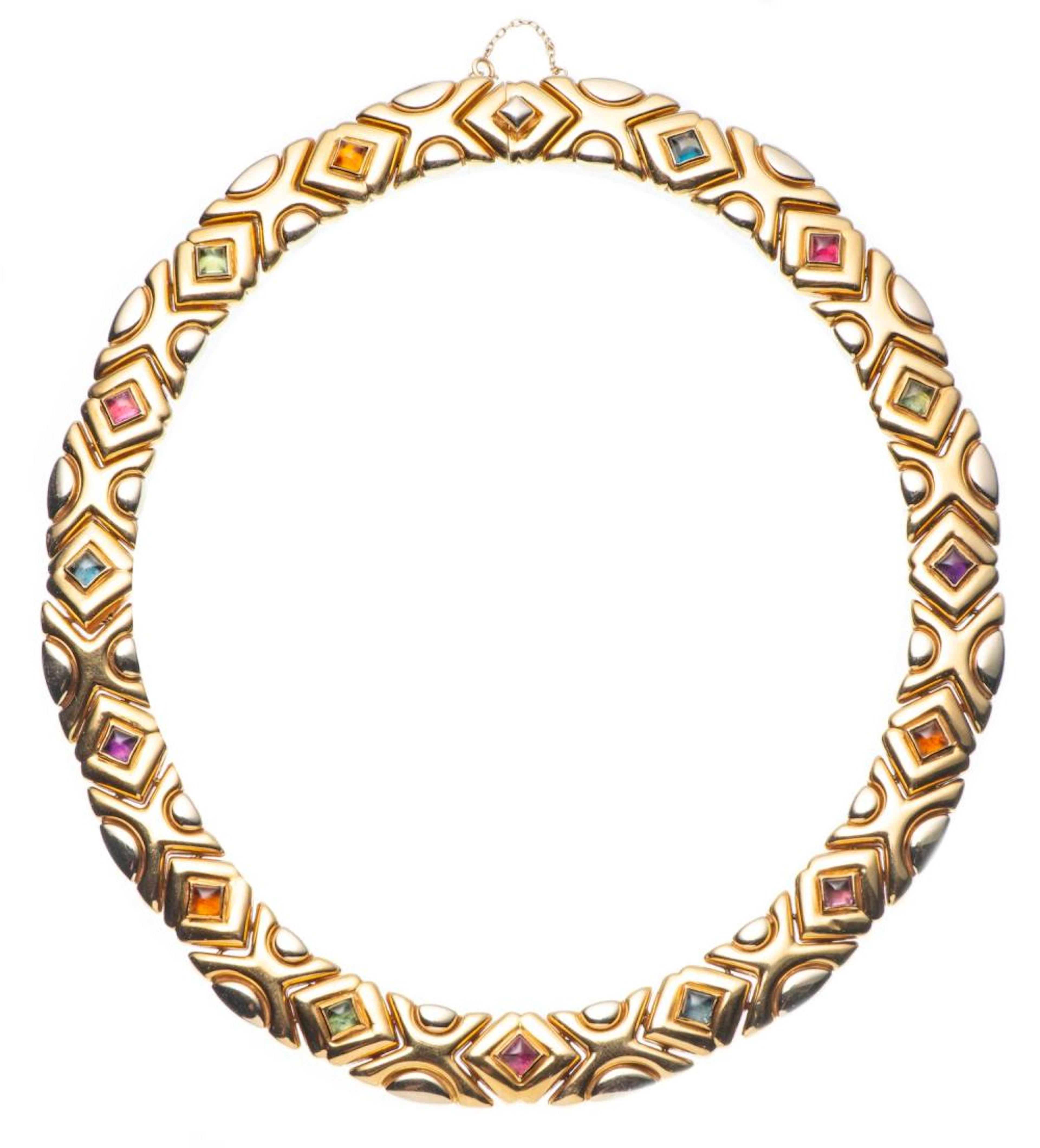 Collier formant un ruban souple en or blanc et jaune