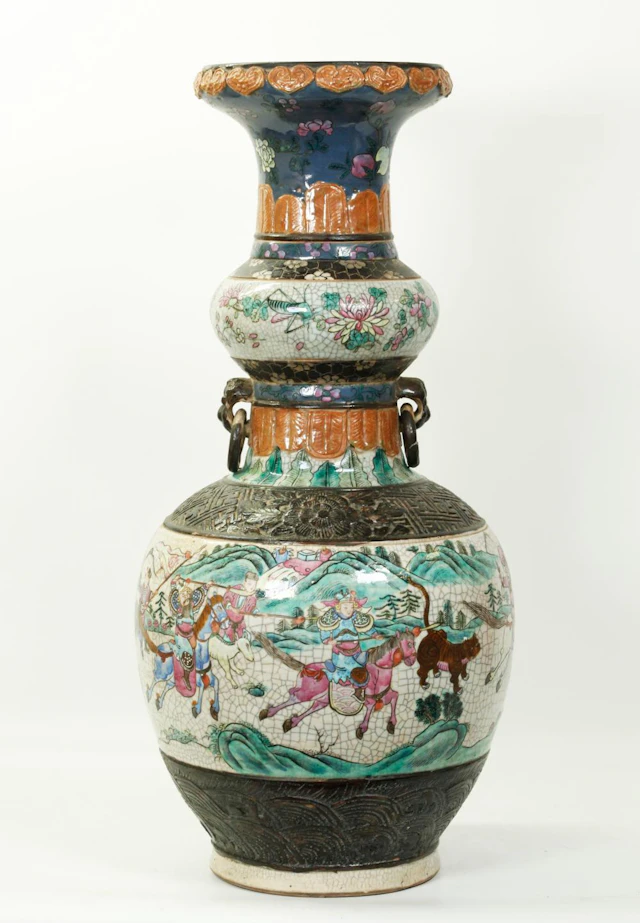 Large Chinese Double Gourd Crackle Porcelain Vase