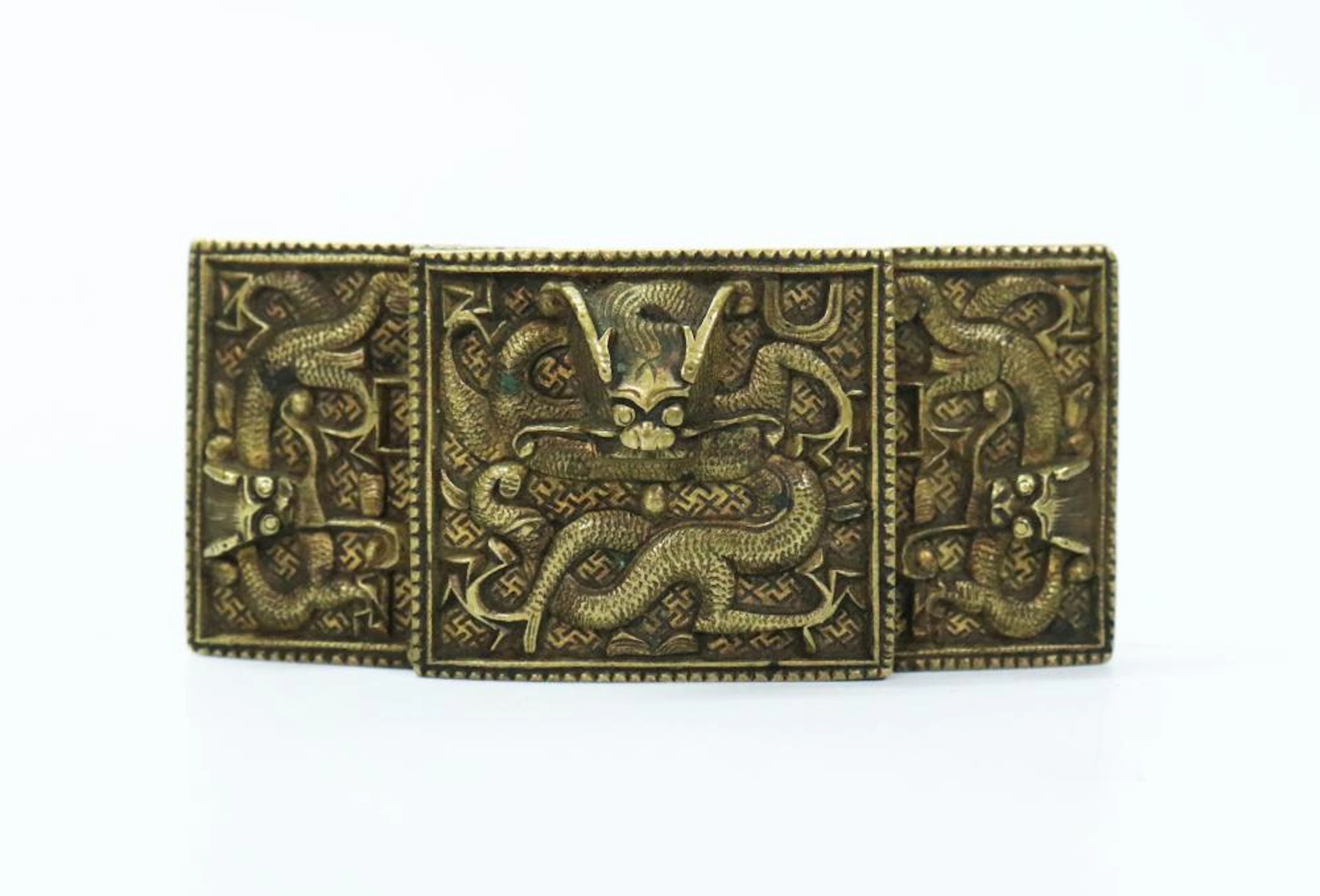 Chinese 18th/19th C Gilt Bronze Dragon Buckle