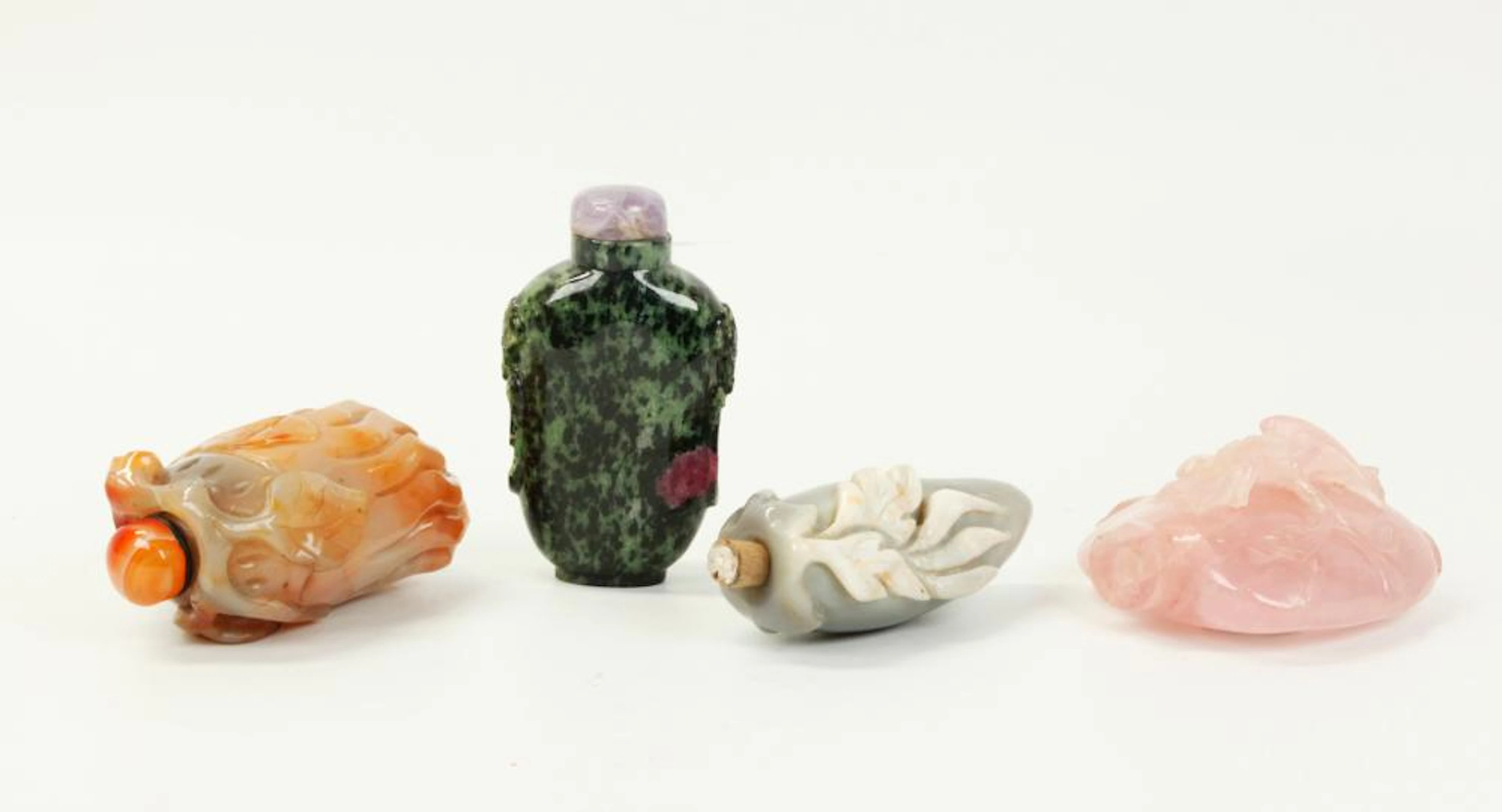 4 Good Chinese Carved Hard Stone Snuff Bottles
