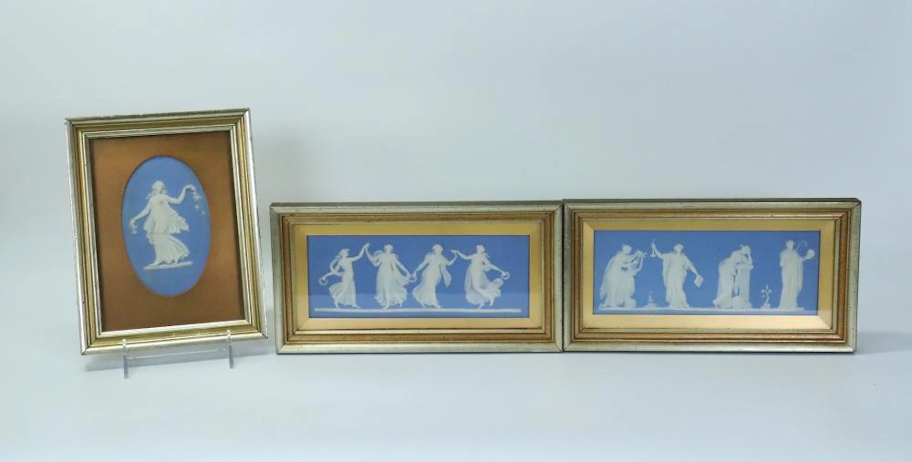 3 Jasper Ware Porcelain Plaques Probably Wedgwood