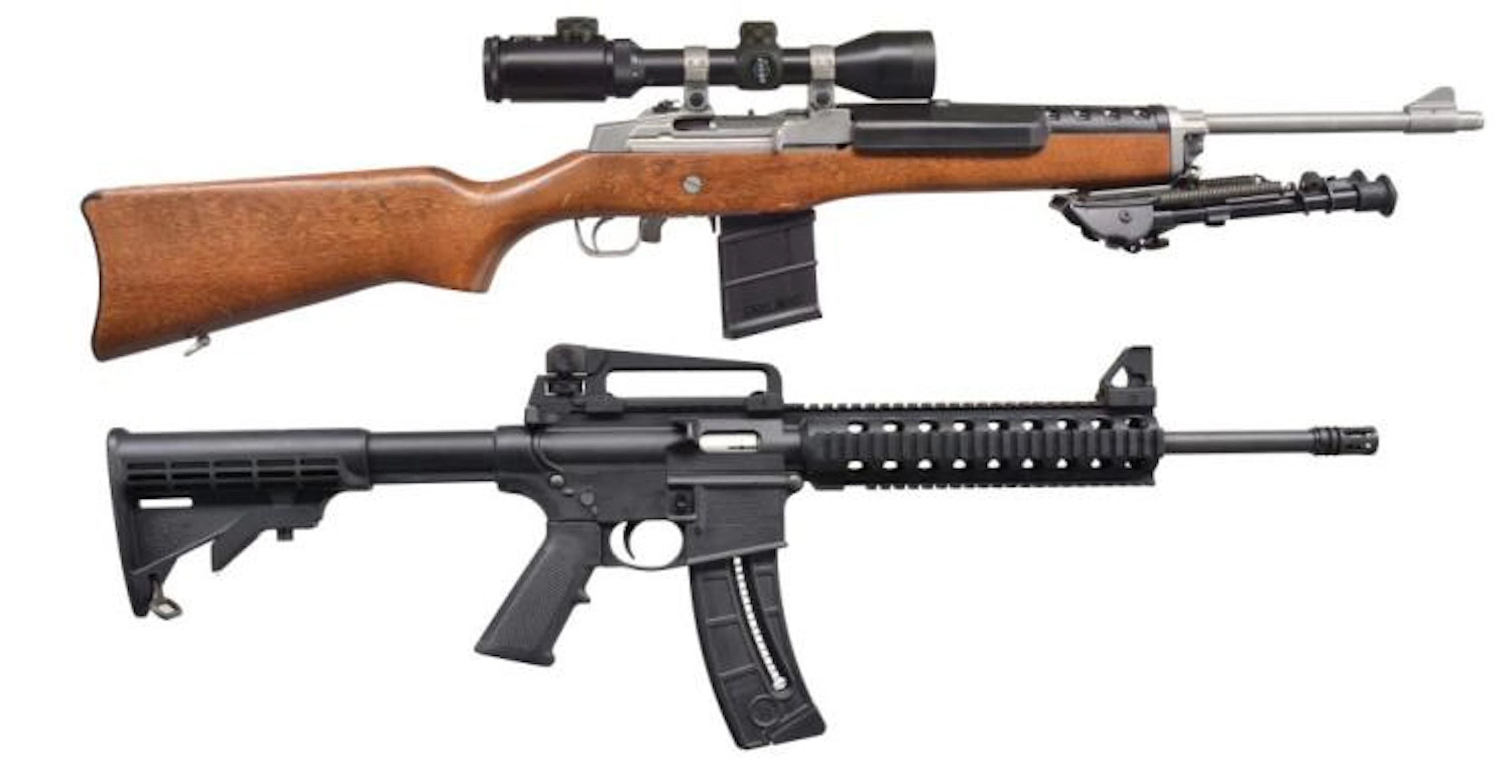 2 AMERICAN SEMI AUTO RIFLES (RUGER & S&W).