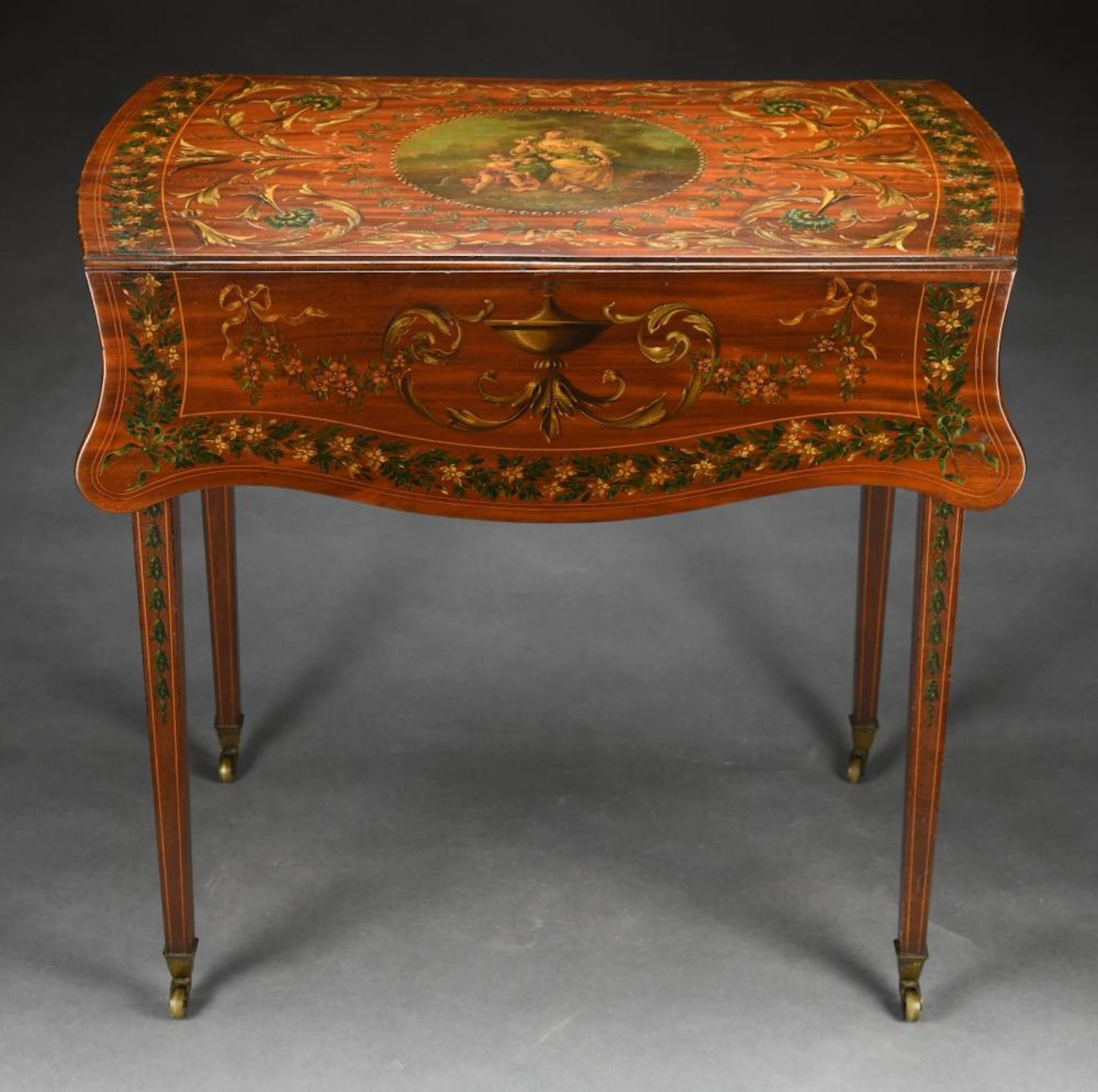 EXQUISITE GEORGE III PAINT DECORATED PEMBROKE