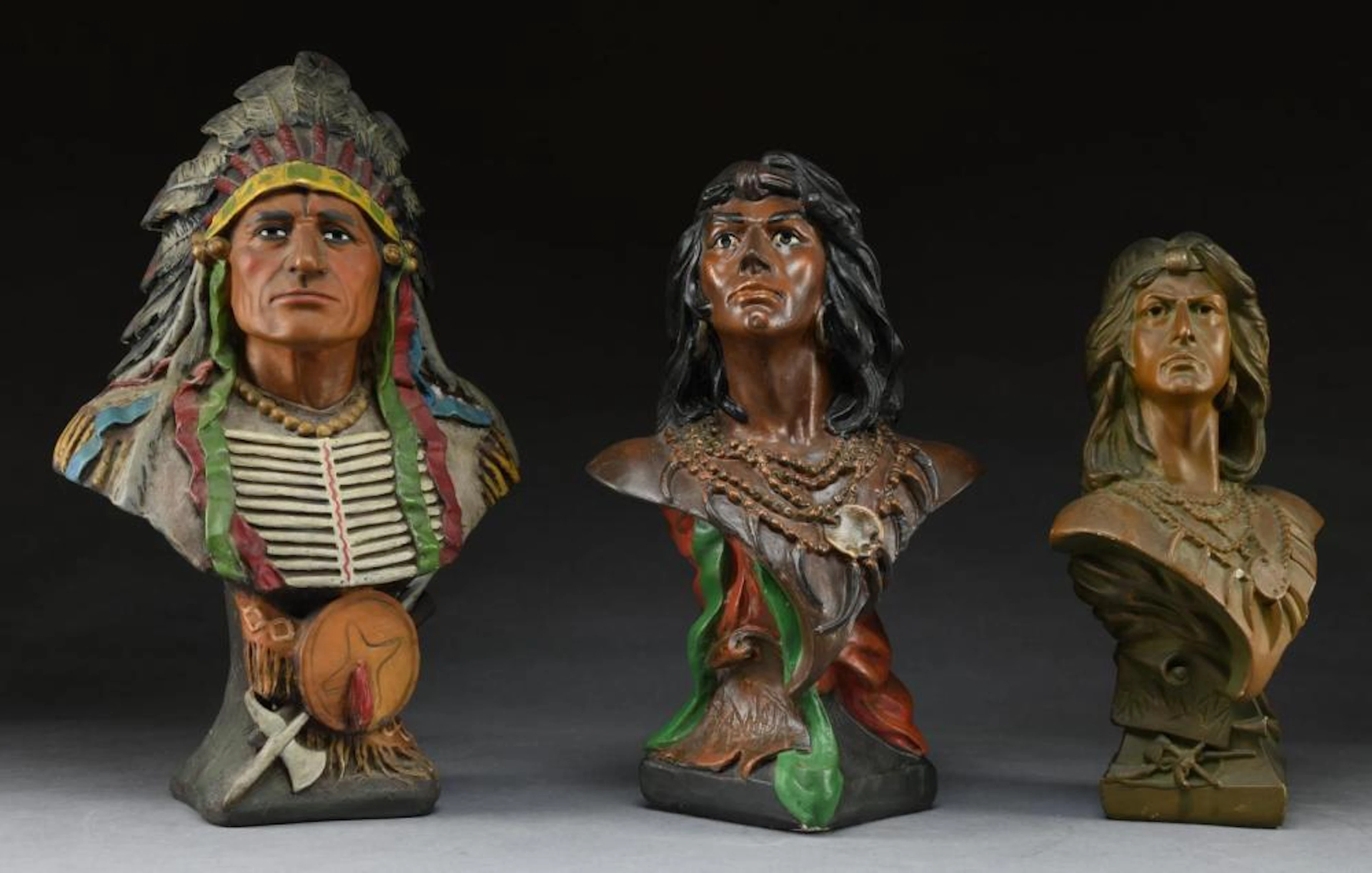 GROUP OF 3 NATIVE AMERICAN DECORATED CHALKWARE