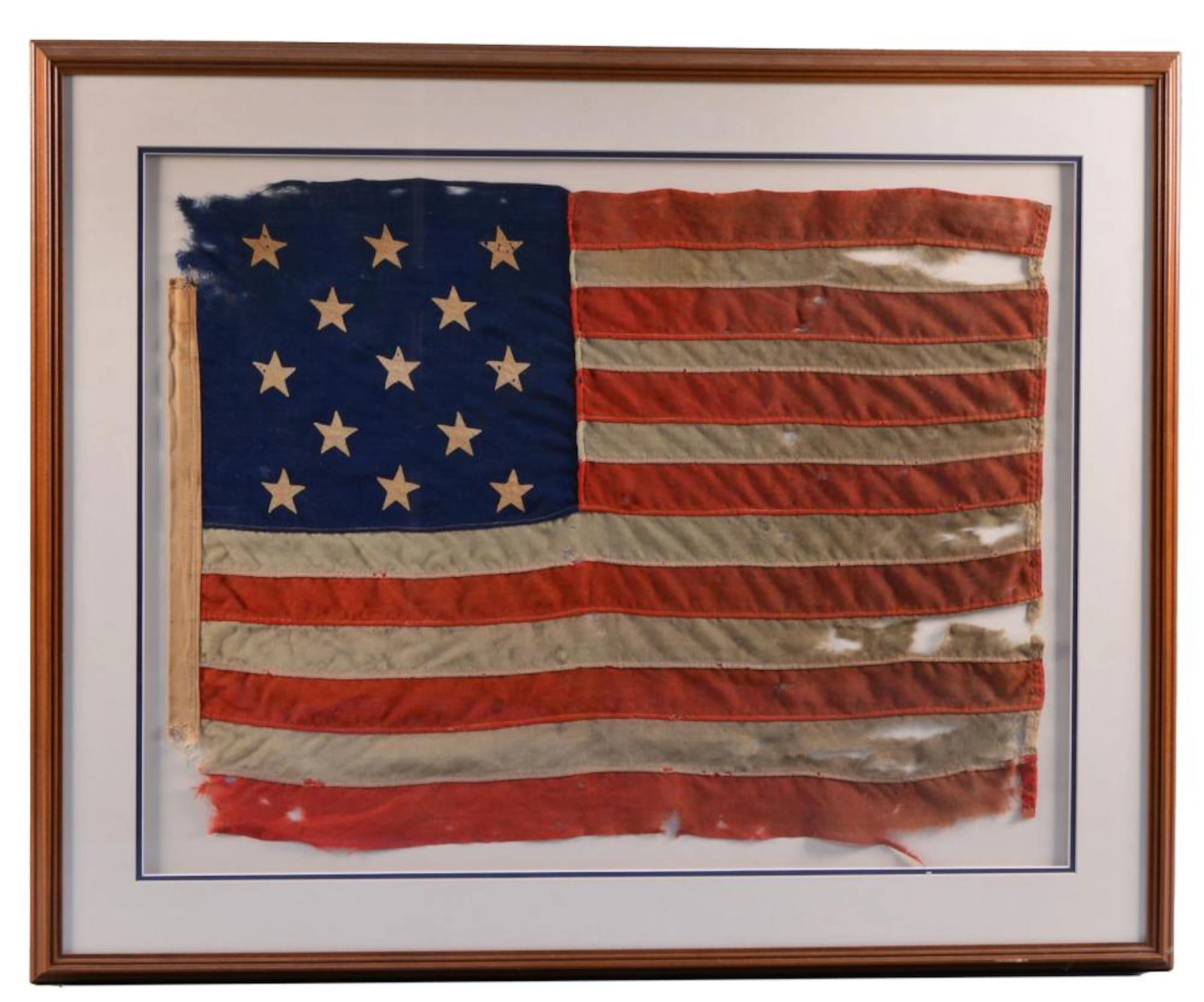 FINE FRAMED 13-STAR AMERICAN FLAG.