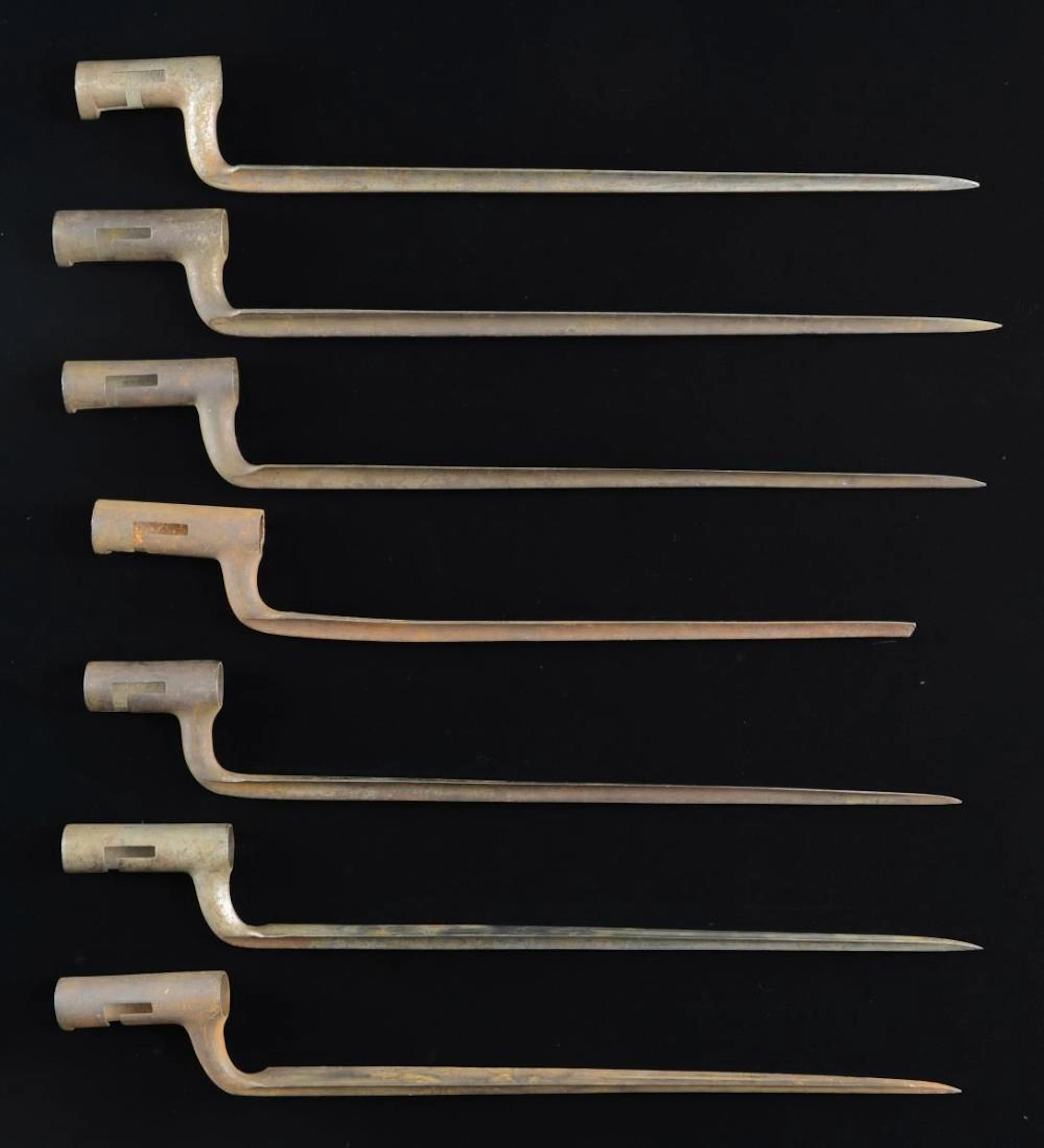 7 EARLY US SOCKET BAYONETS.