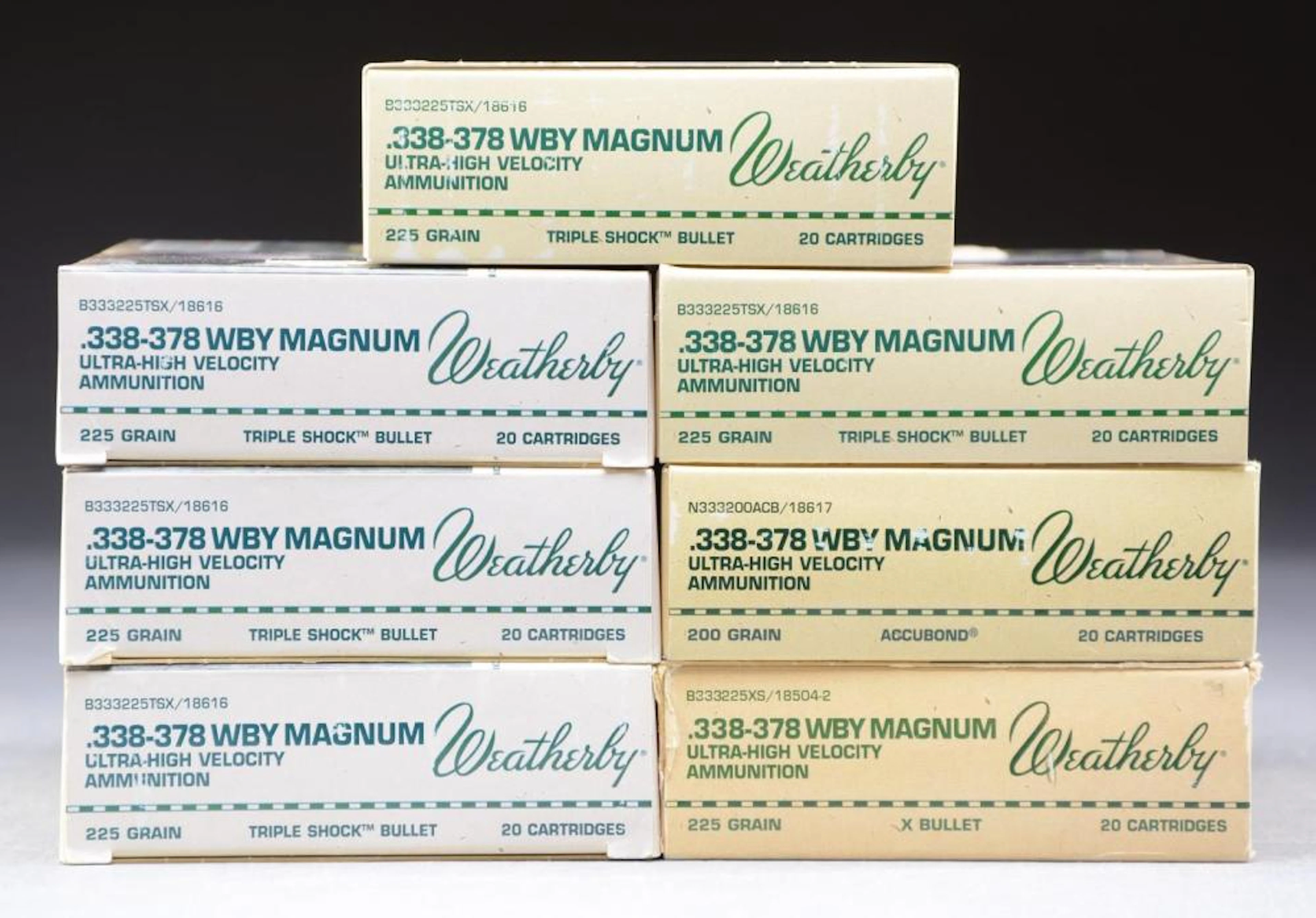 140 RDS. (7 BOXES) WEATHERBY .338-378 WBY MAG.