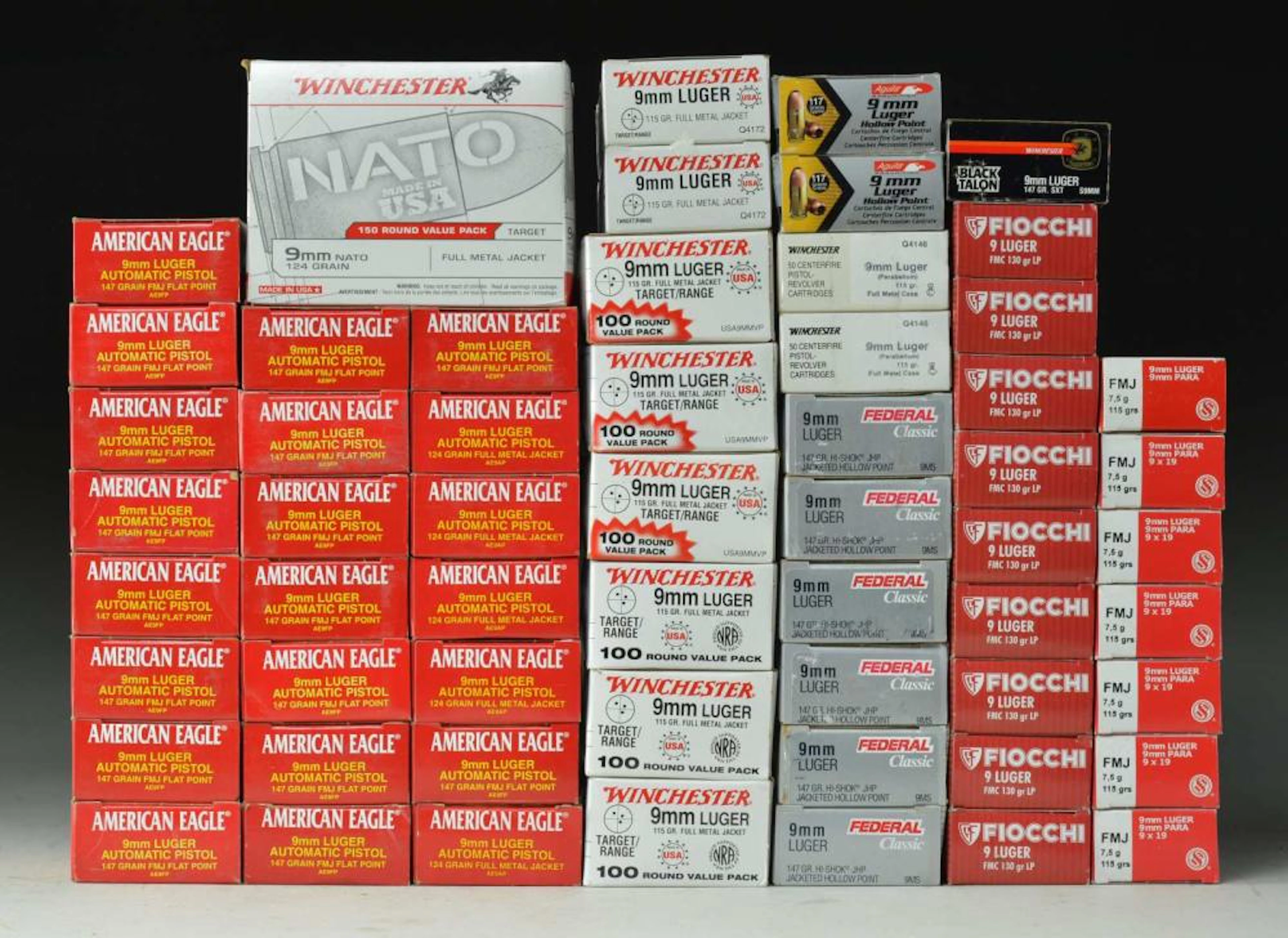 2,800 RDS OF 9MM LUGER IN 57 BOXES.