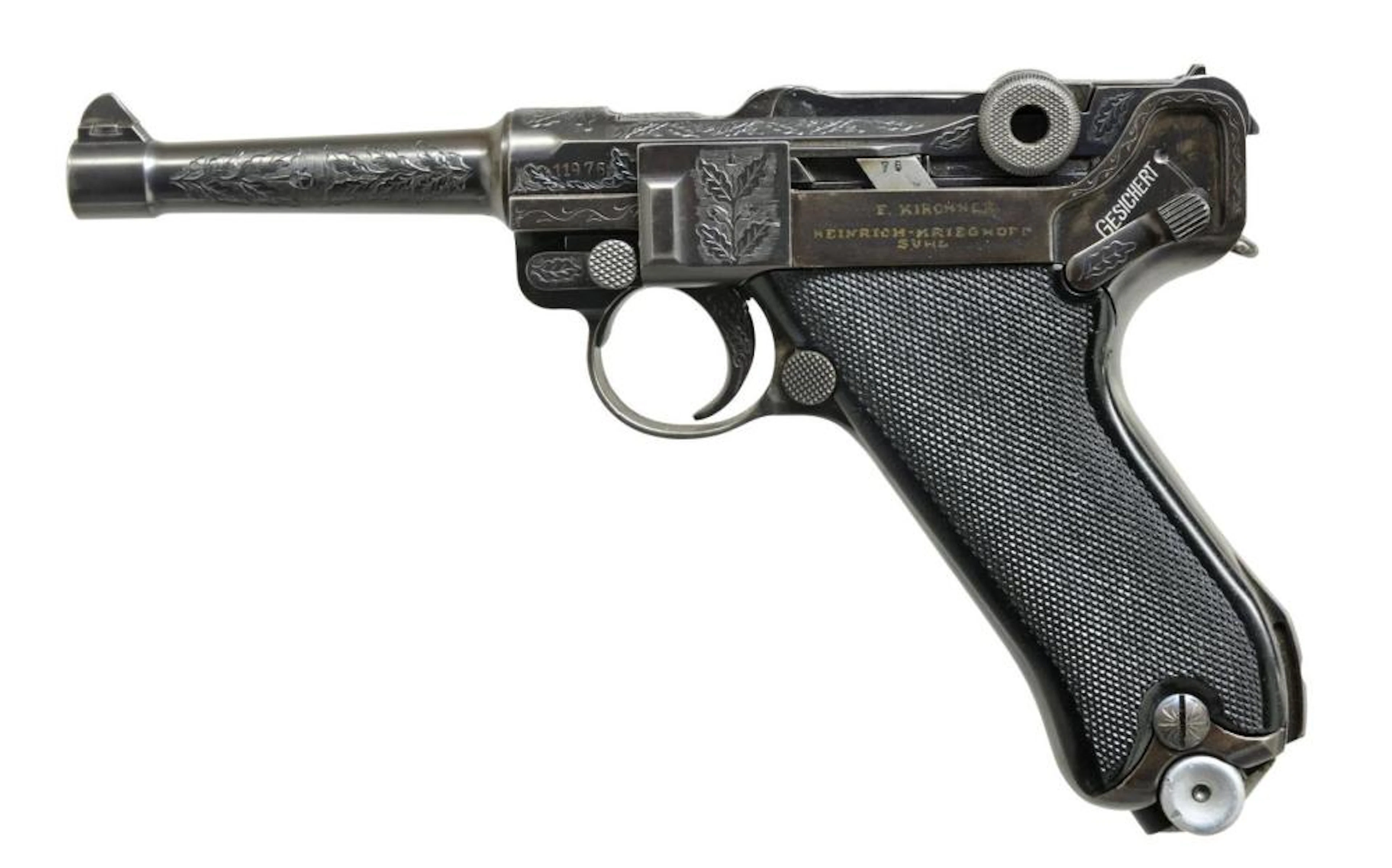 ENGRAVED F. KIRCHNER KREIGHOFF SEMI-AUTO PISTOL.