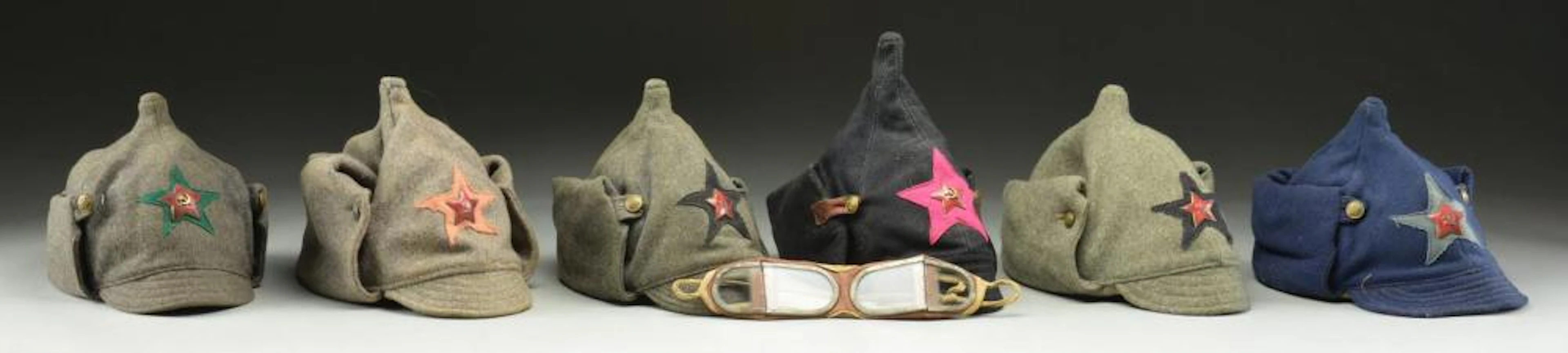 6 RUSSIAN BUDENOVKA STYLE HATS.