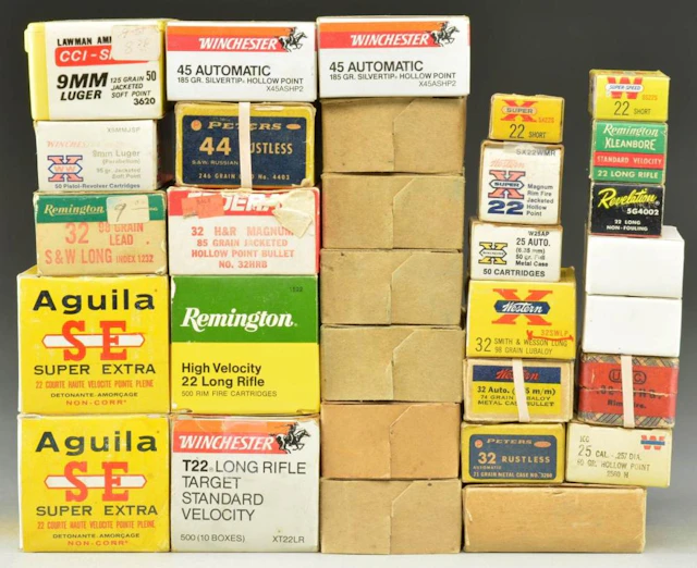 CENTERFIRE PISTOL PLUS RIMFIRE AMMO.