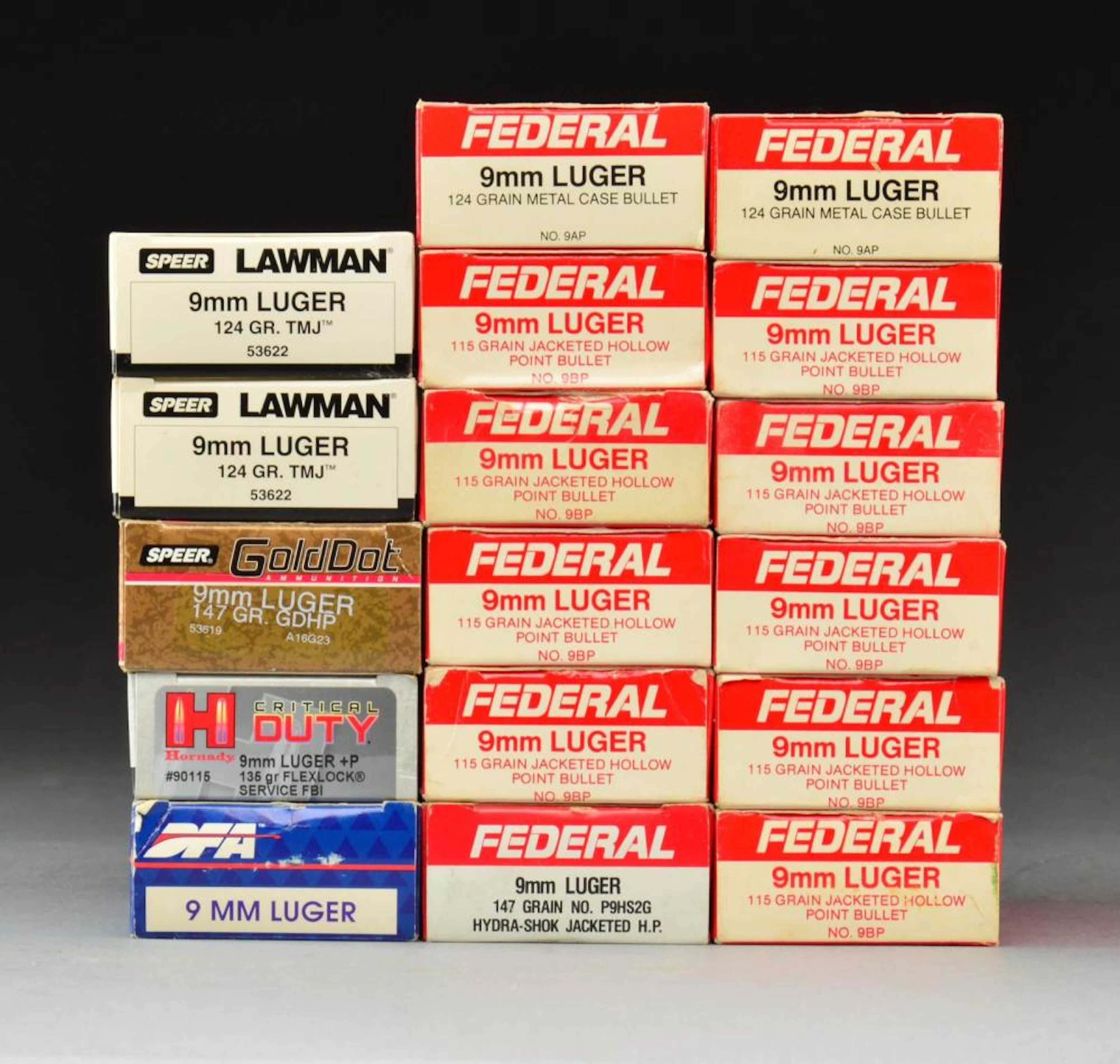 GROUP OF 9 MM LUGER PISTOL AMMUNITION.