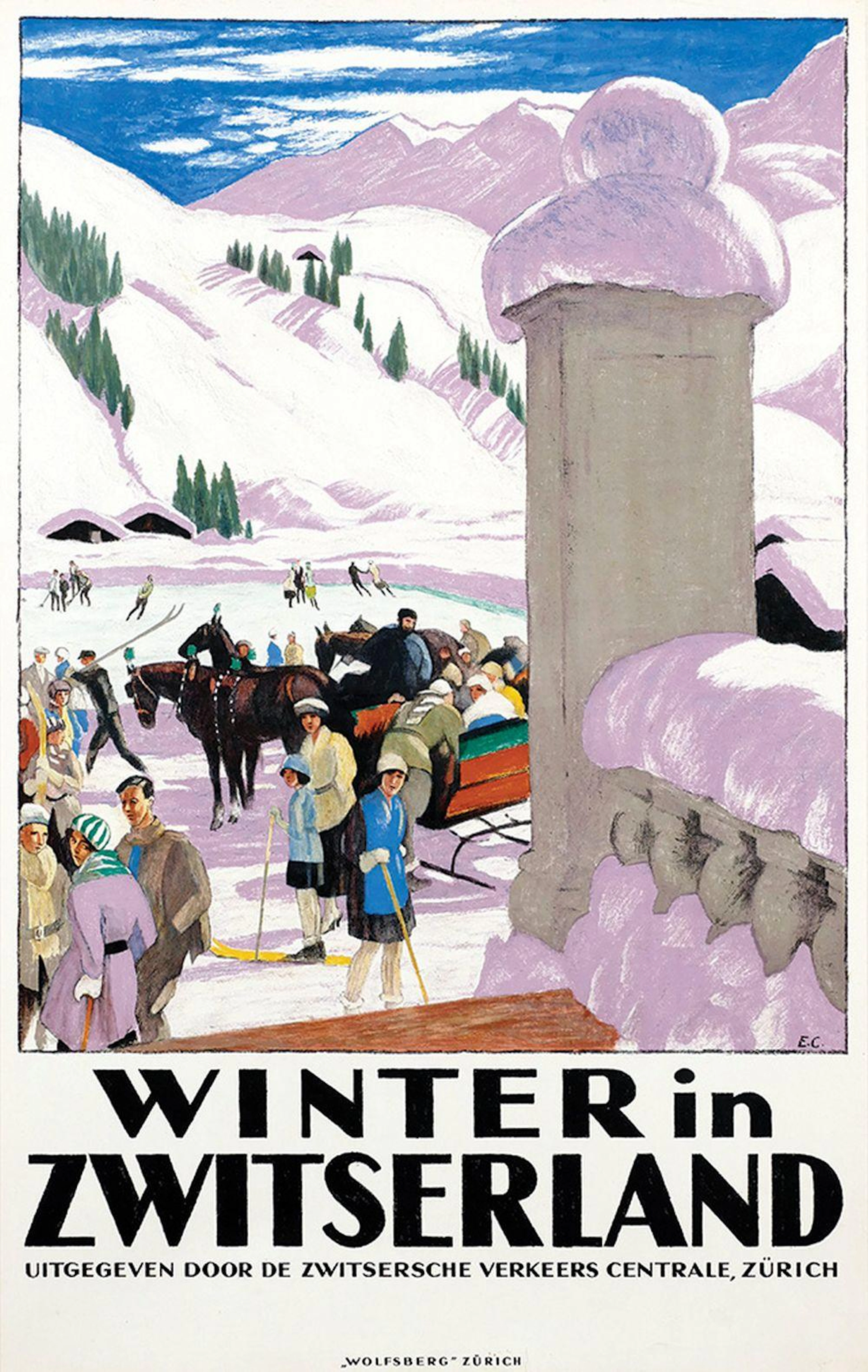 Poster by Emil Cardinaux - Winter in Zwitserland