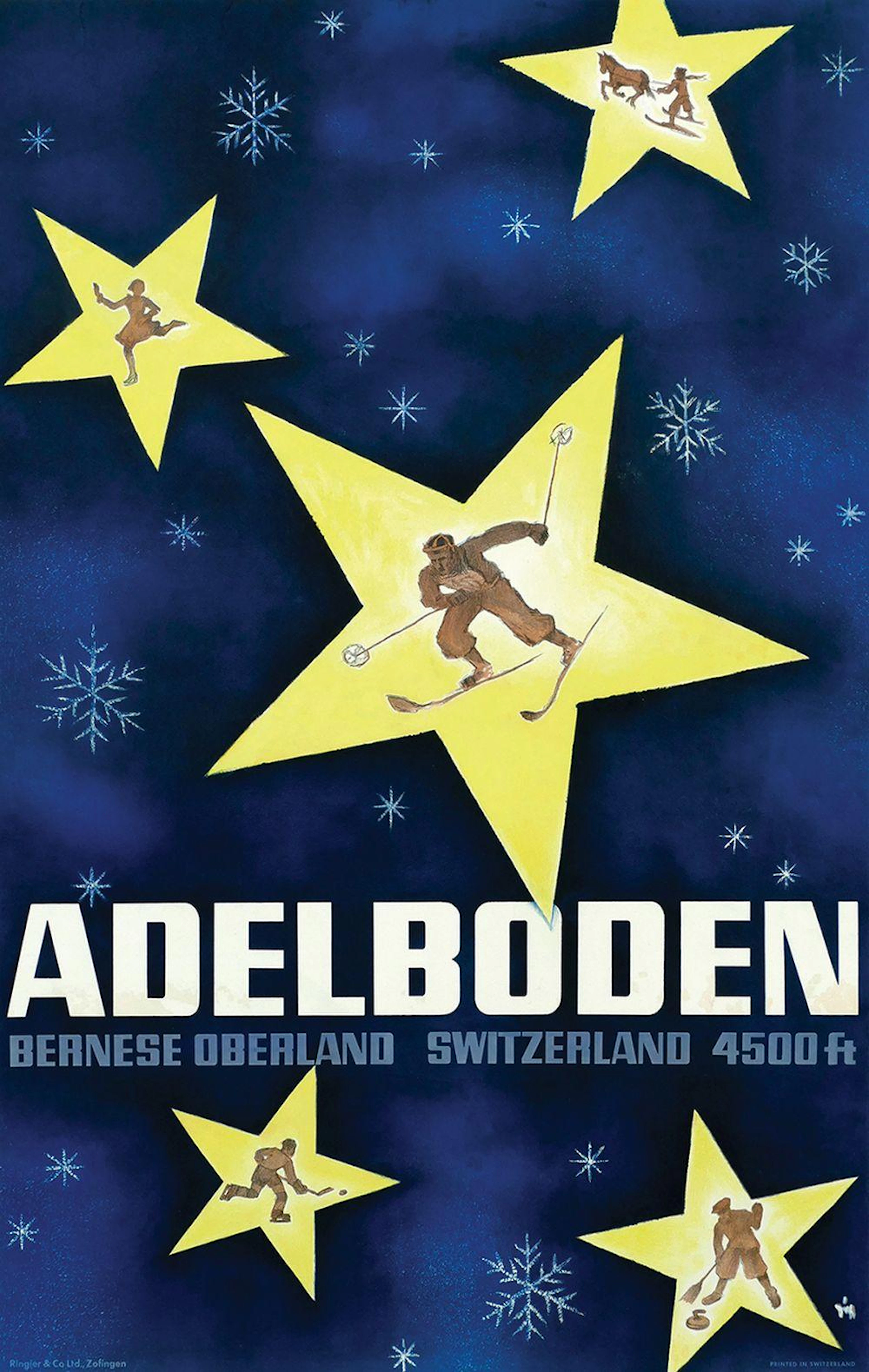 Poster by Alex W. Diggelmann - Adelboden Bernese Oberland Switzerland 4500 ft