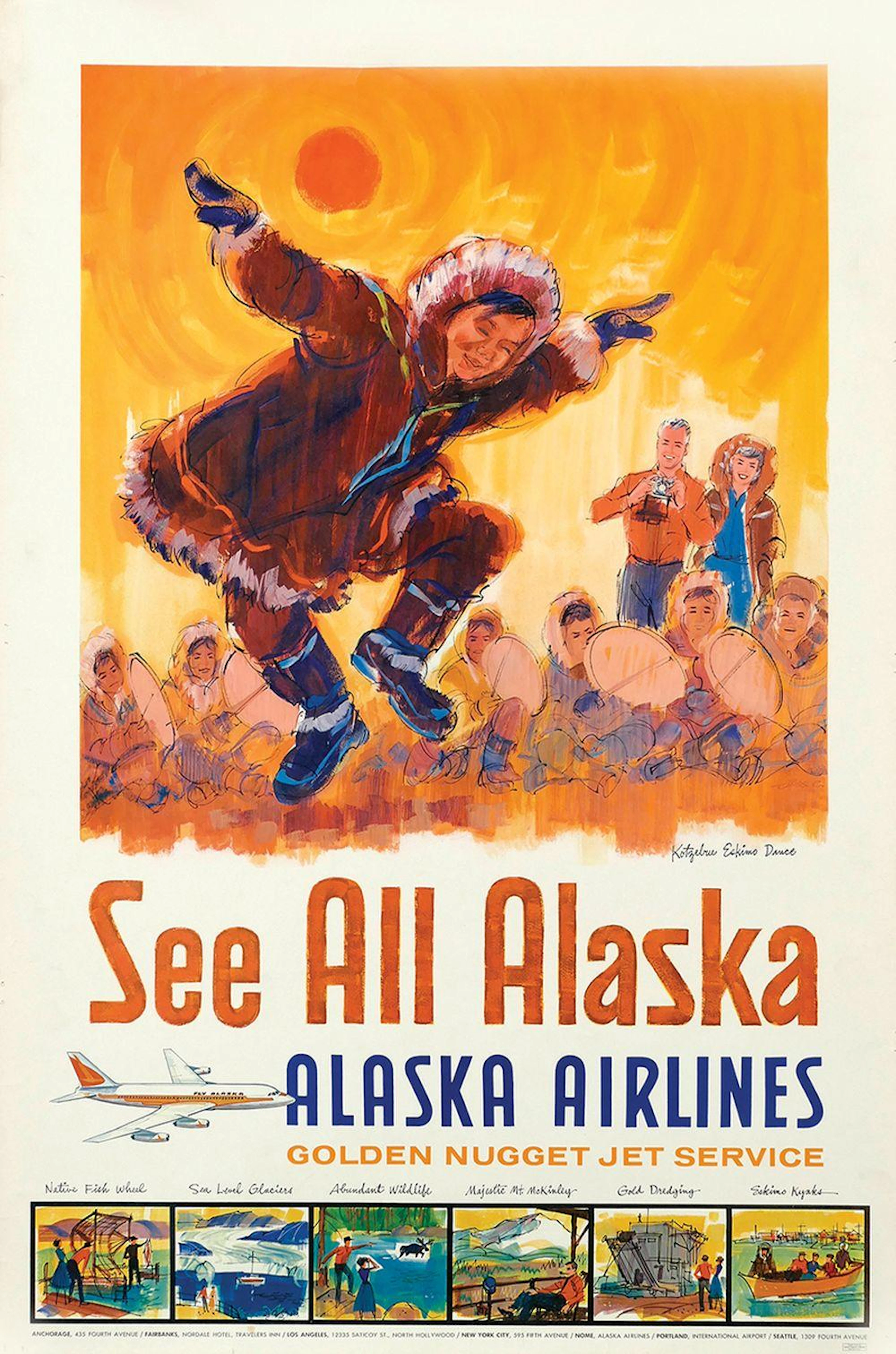 Poster by Jess C. - Alaska Airlines See All Alaska Kotzebue Eskimo Dance