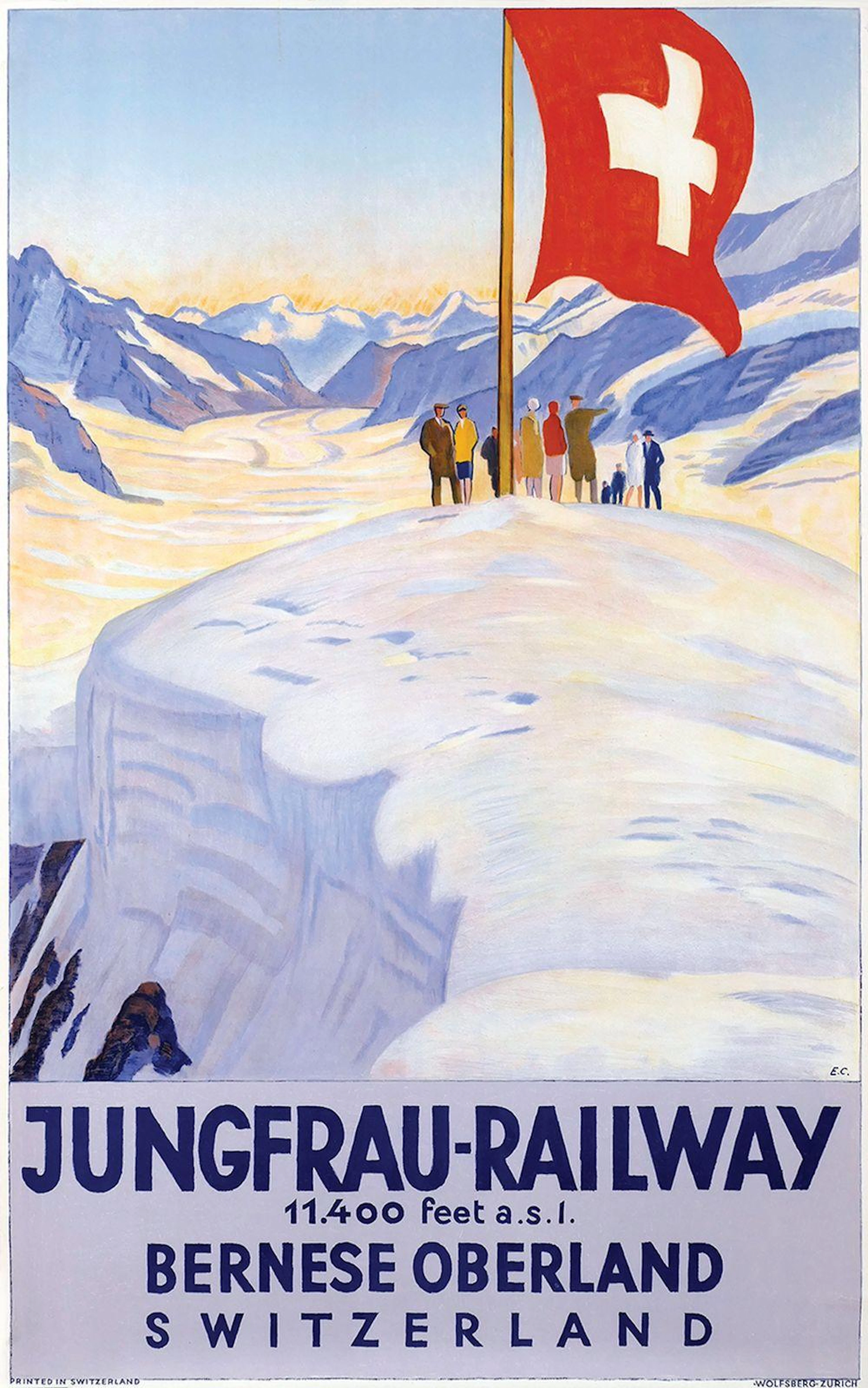 Poster by Emil Cardinaux - Jungfrau-Railway Bernese Oberland Switzerland