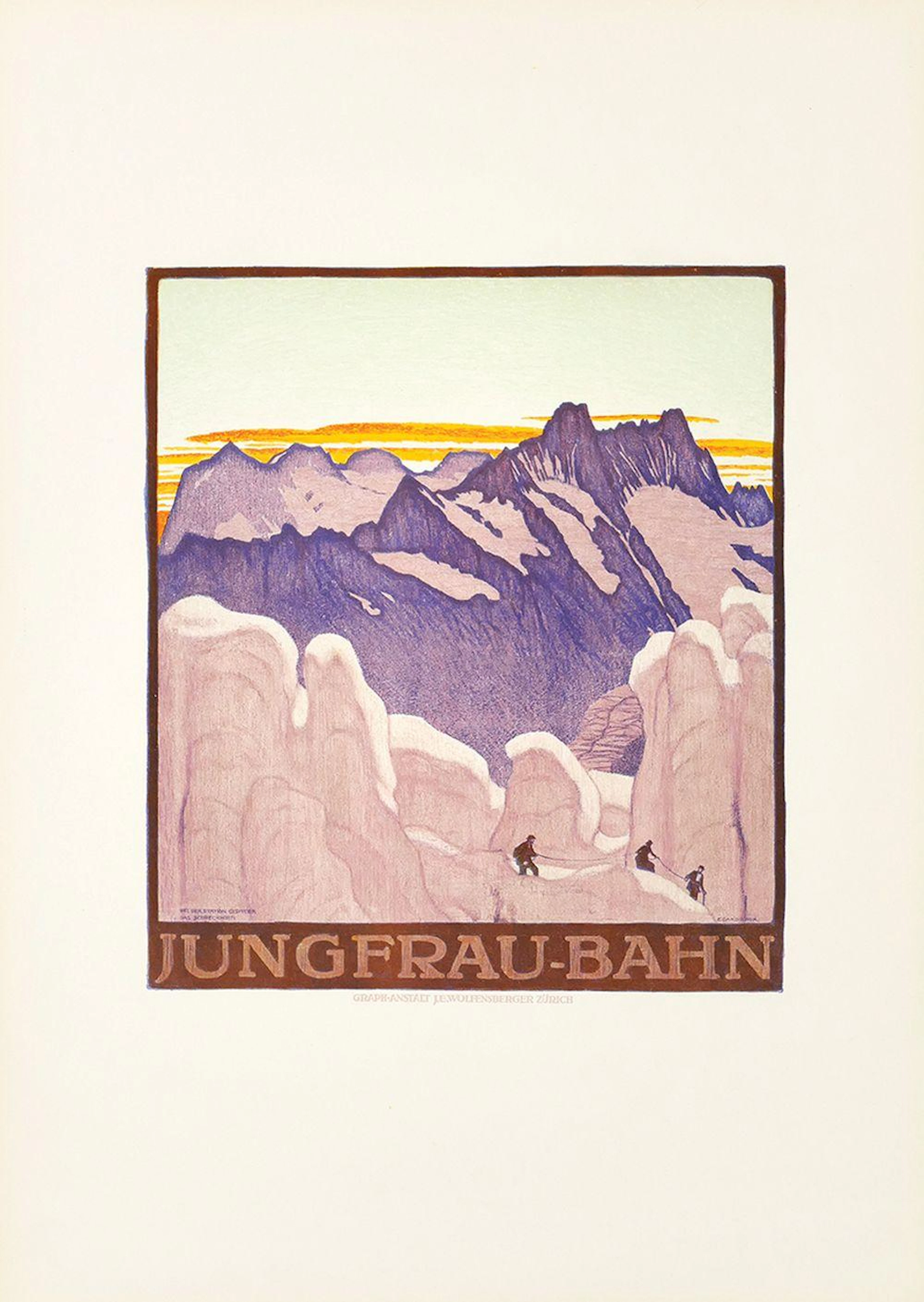 Poster by Emil Cardinaux - Jungfrau-Bahn bei der station Eismeer das Schreckhor
