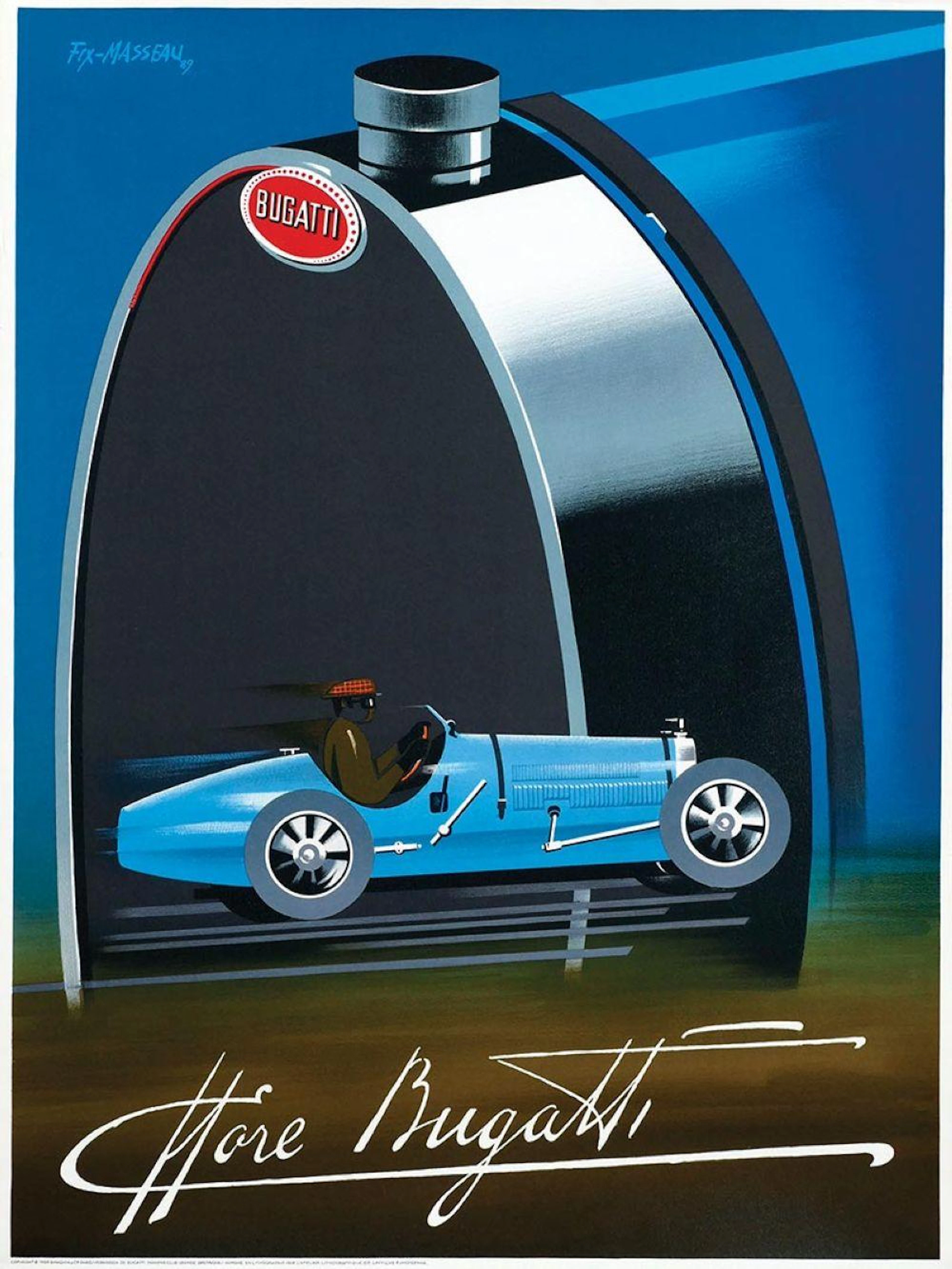Poster by Pièrre Fix-Masseau - Ettore Bugatti (Bugatti Type 35)