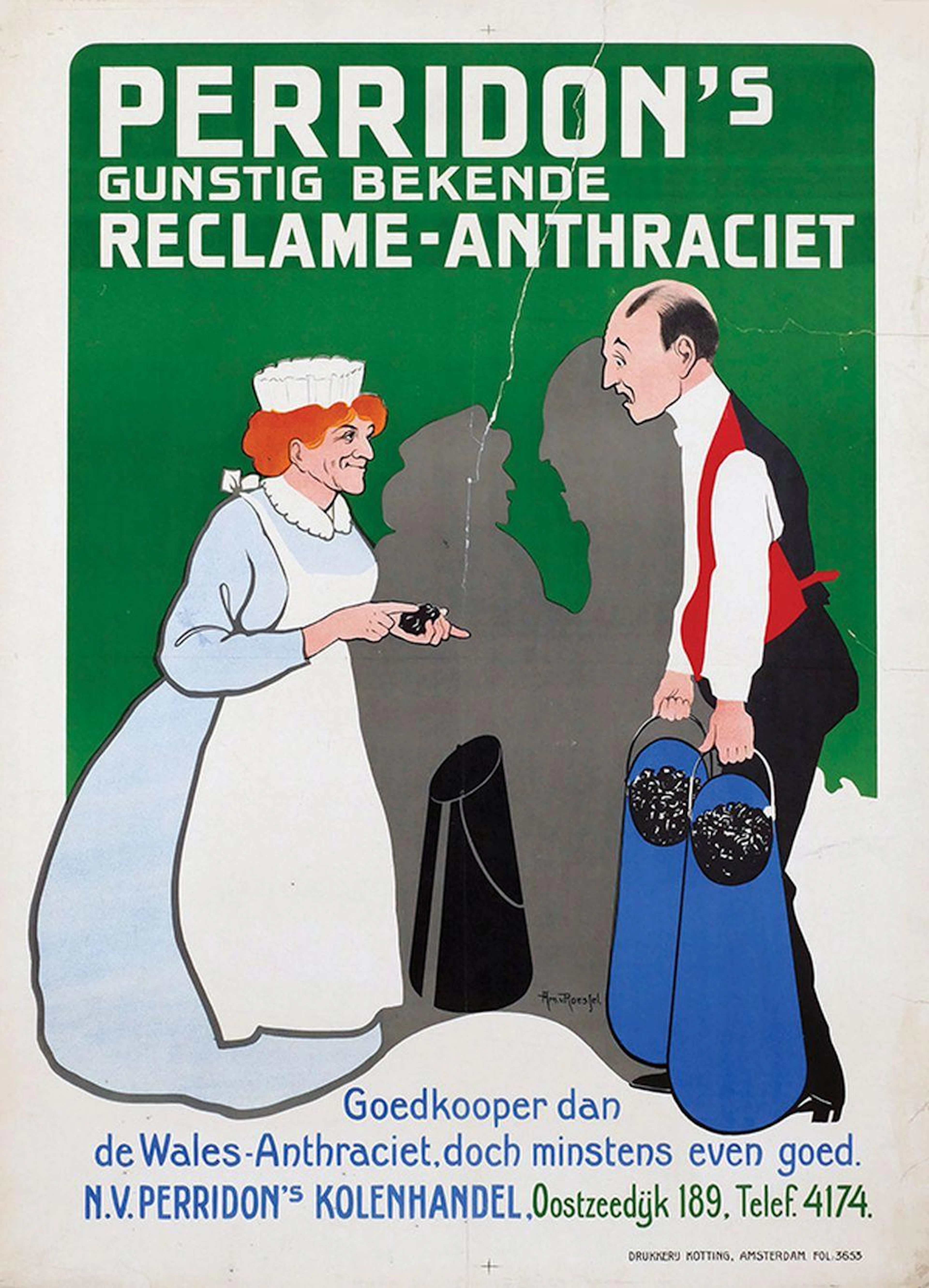 Poster by Arnold van Roessel - Perridon's gunstig bekende Reclame-Anthraciet