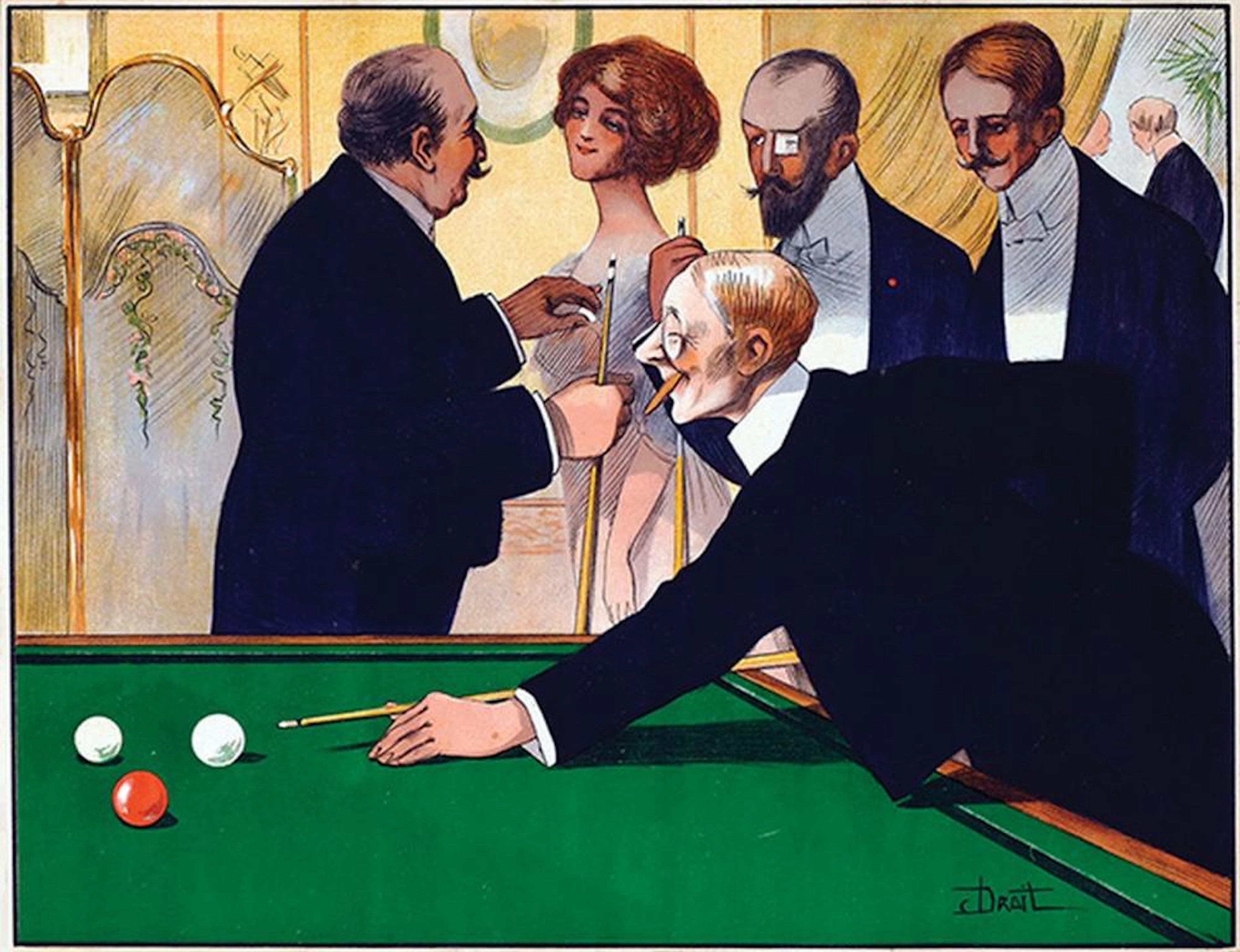 Posters (3) by Jean Droit - Without text (billiard scene)