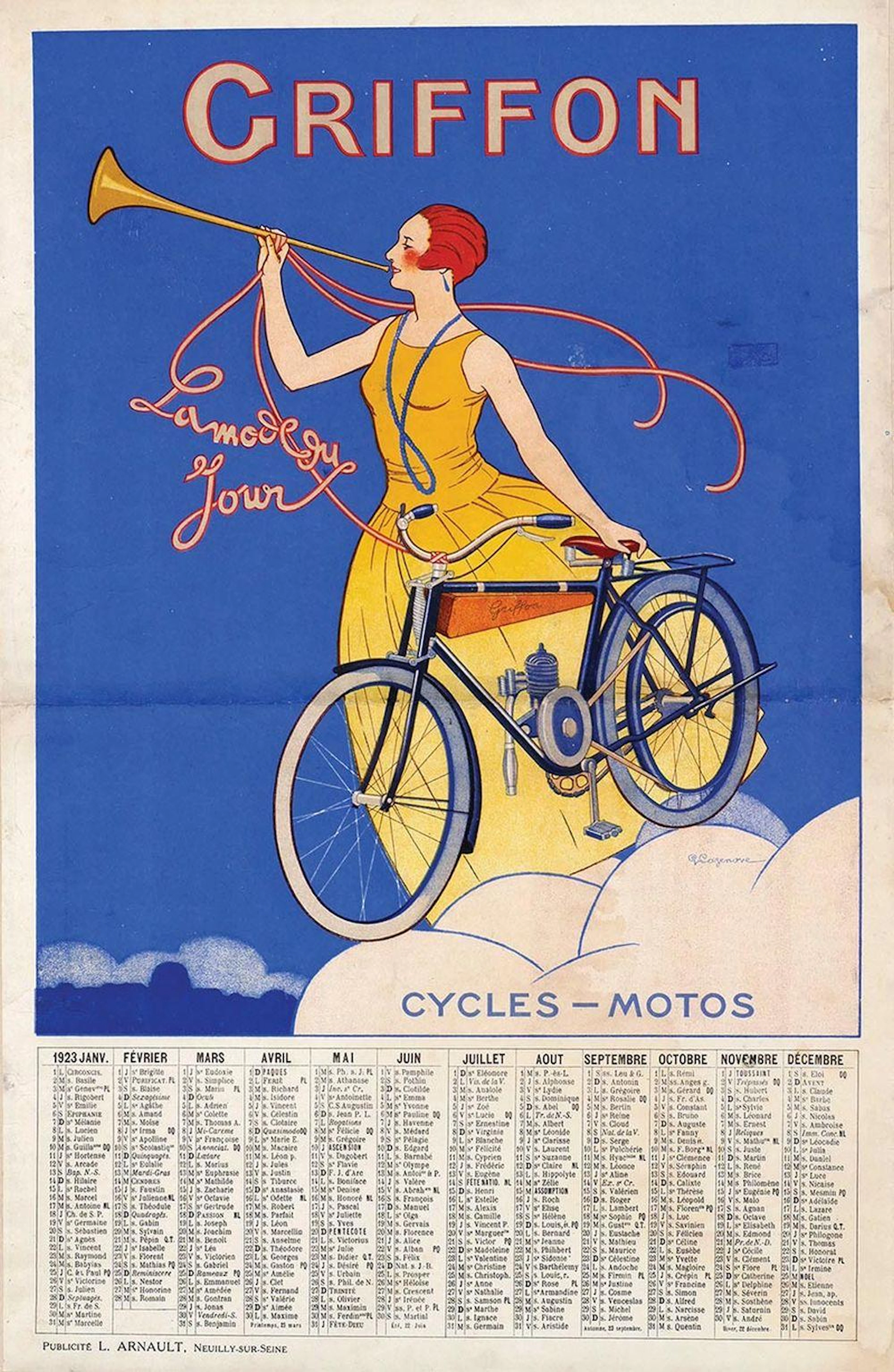 Poster by G. Casenove - Griffon Cycles-Moto Calendar 1923