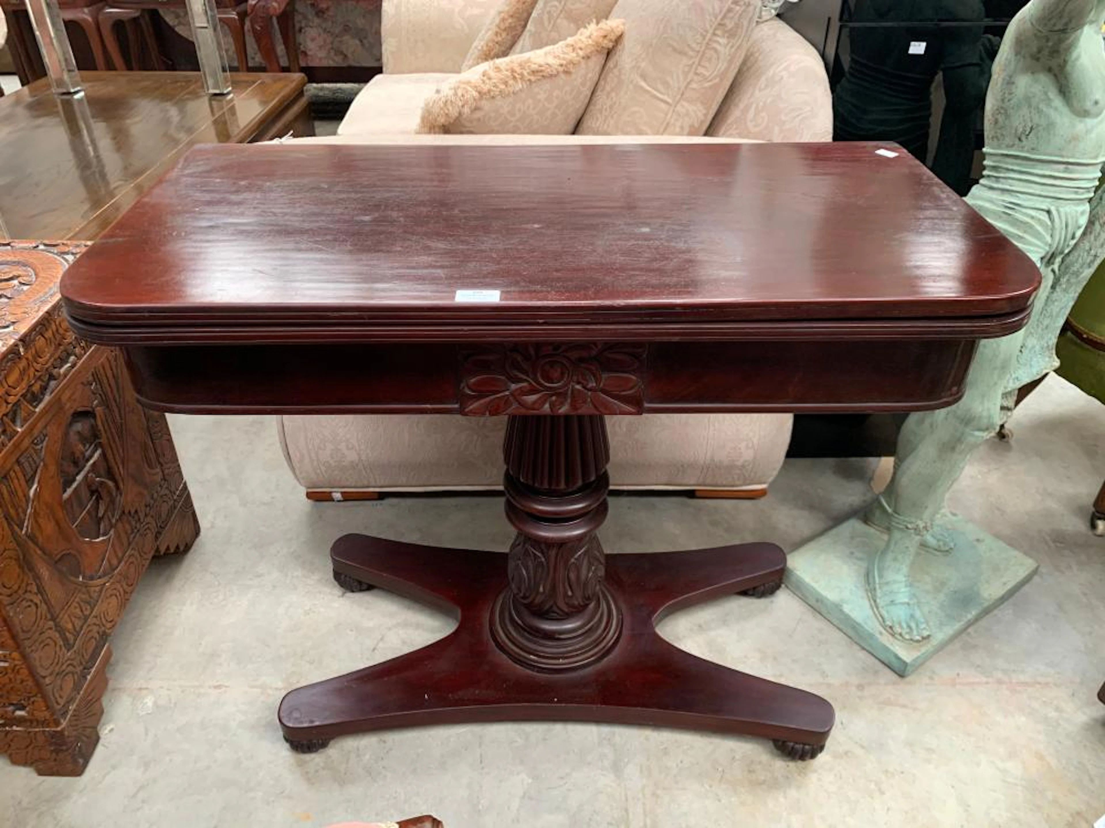 Antique William IV Fold over table, approx 75cm H x 90cm W x 45cm (folded)