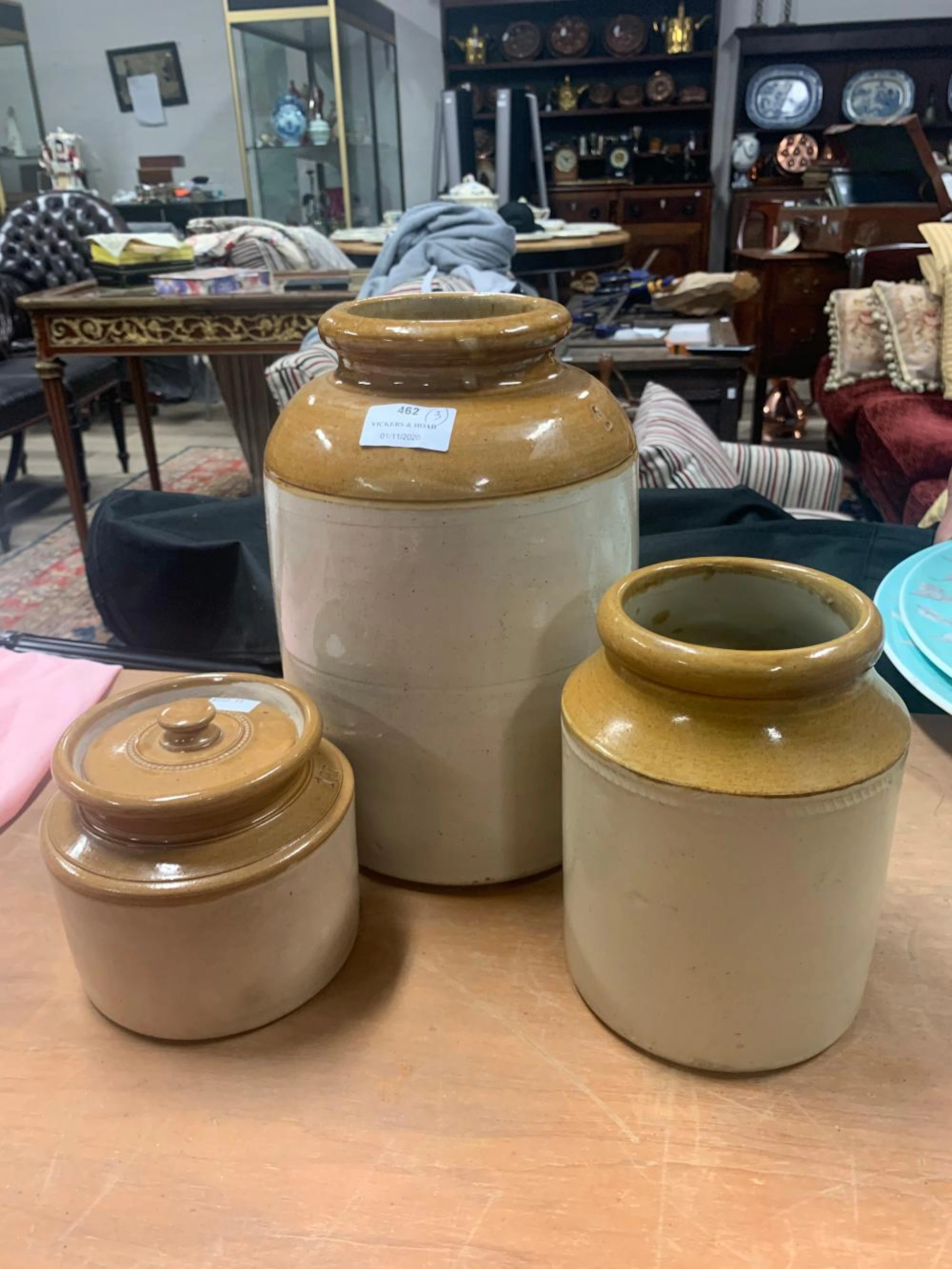 Three antique pottery jars (3)