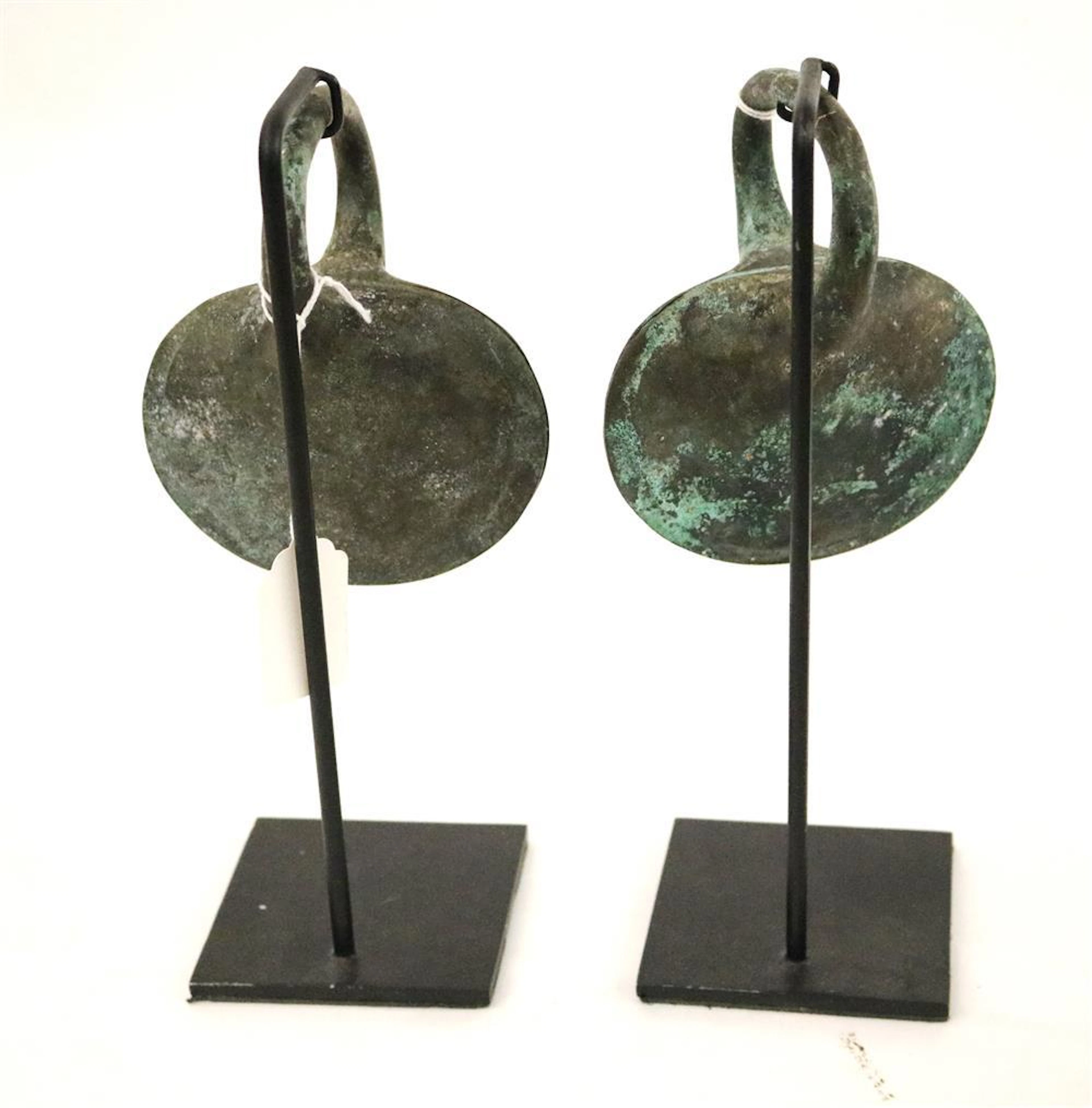 PAIR OF RARE INDONESIAN EASTERN SUMBA ISLANDS ANTIQUE KATUNDENG HAND CYMBALS