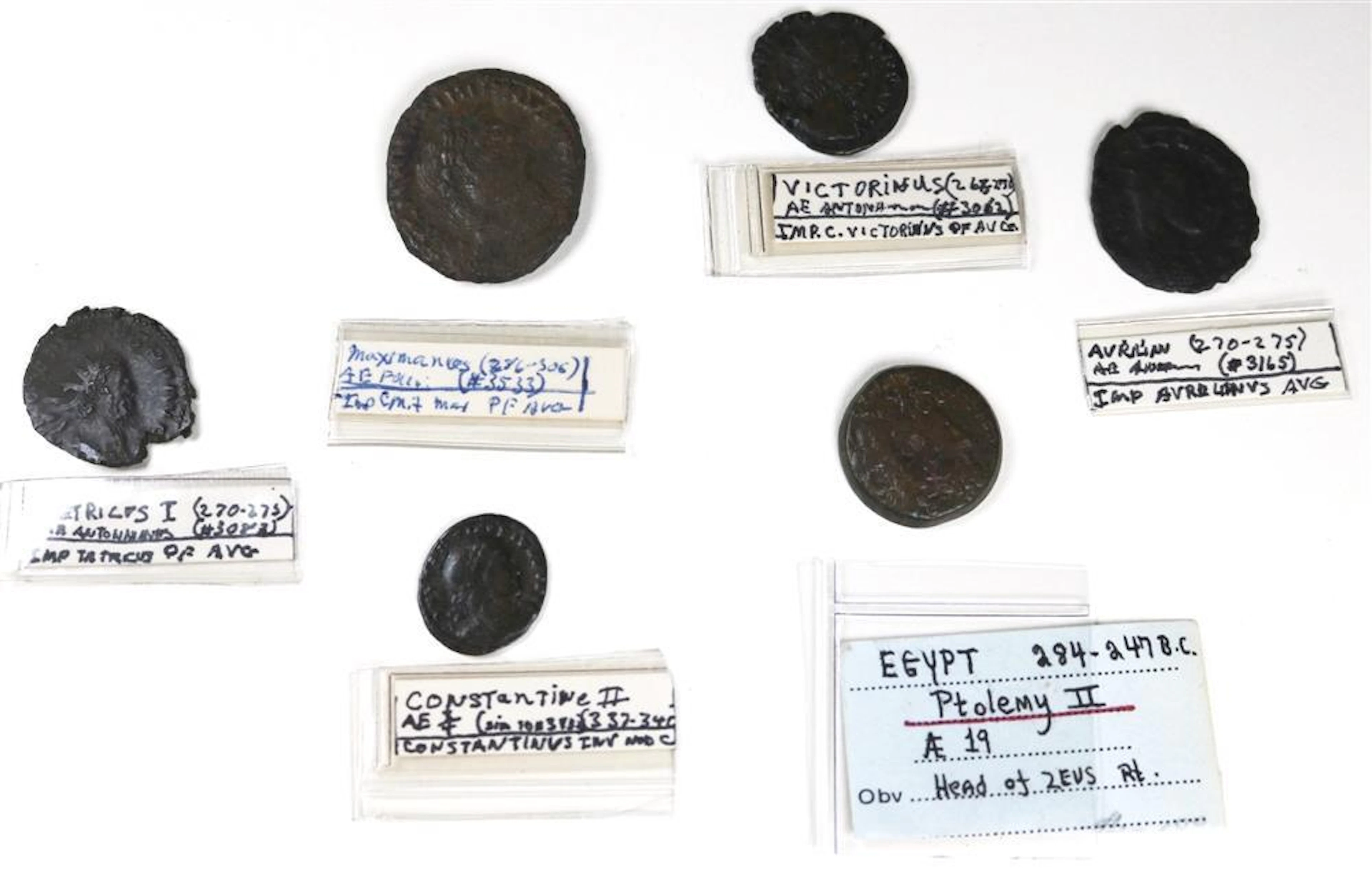 SIX ANCIENT ROMAN IMPERIAL BRONZE COINS,