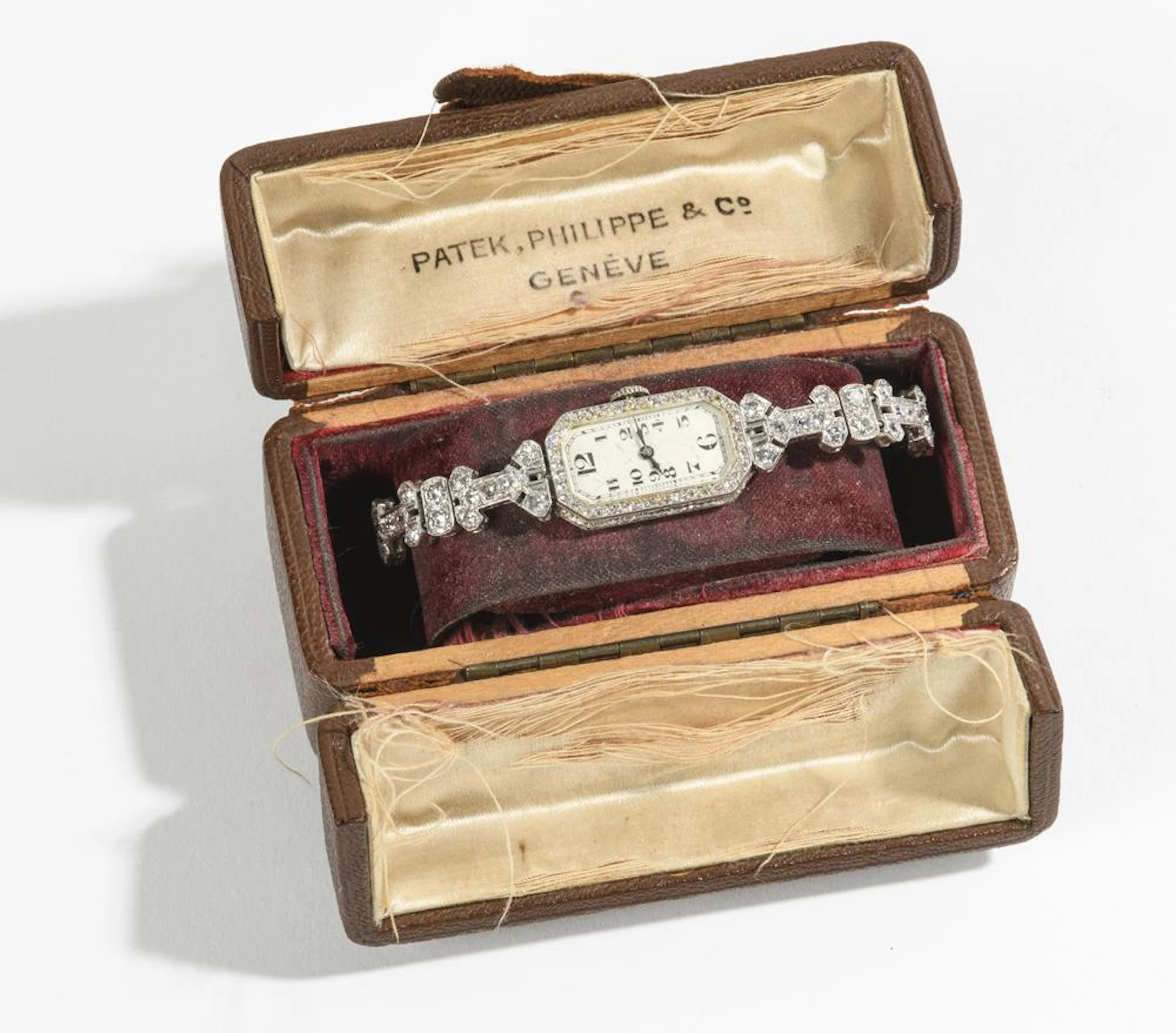 LADY'S ART DECO PLATINUM AND DIAMOND WRISTWATCH.