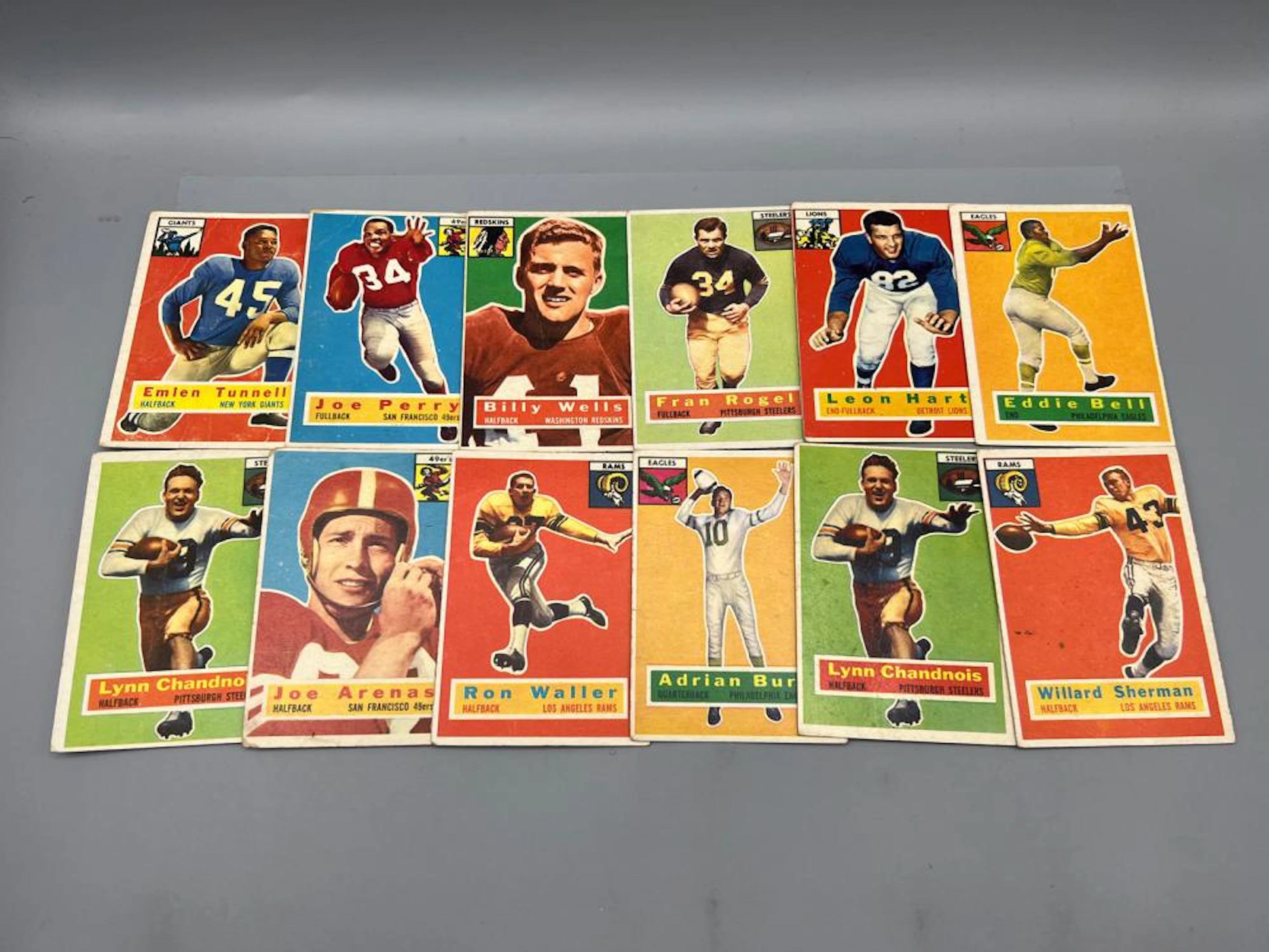 Lot of (12) 1956 Topps Football W/HOFers - Tunnell and Perry