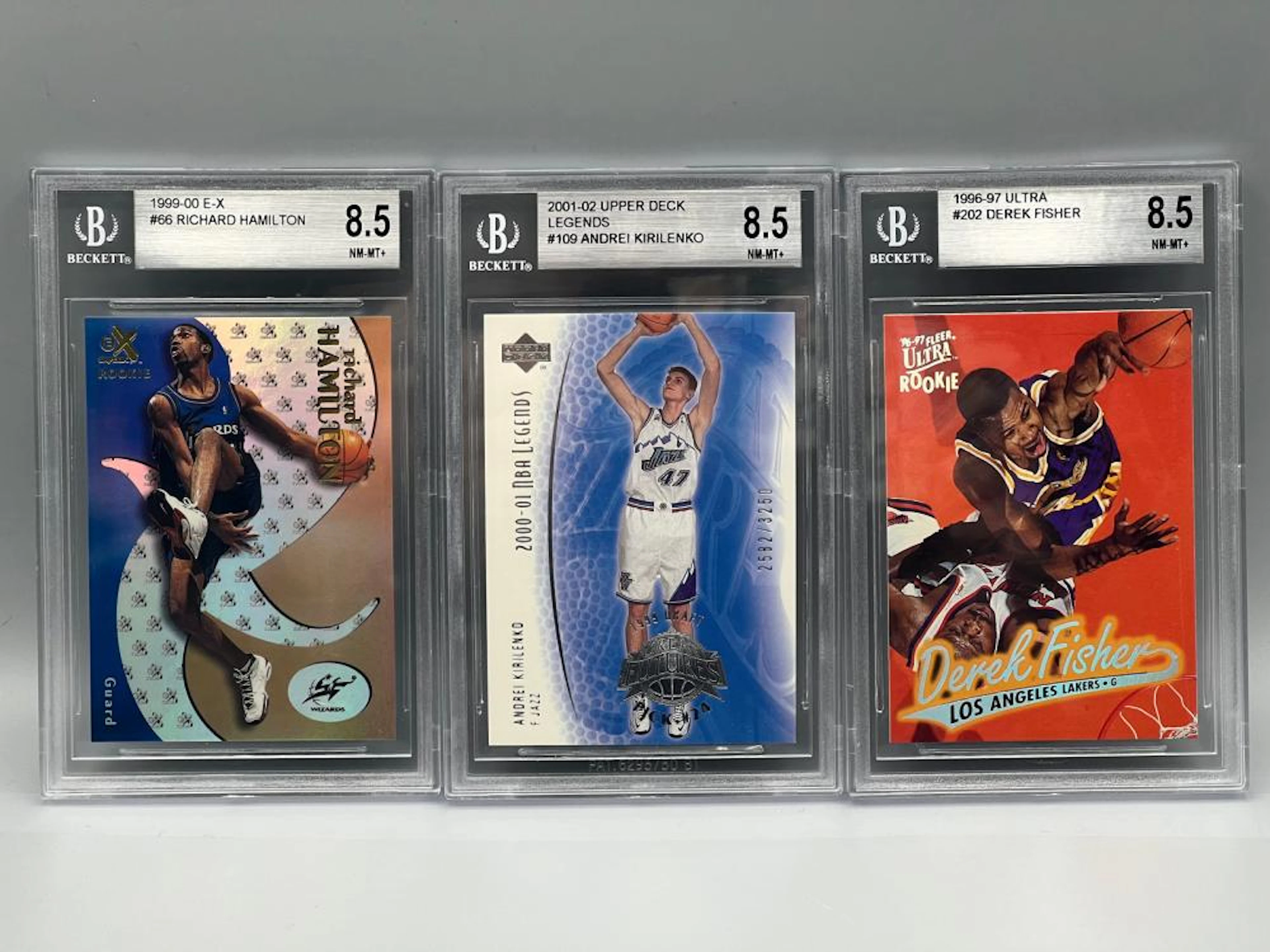 Lot of (3) Assorted Beckett Graded Basketball Star Player...