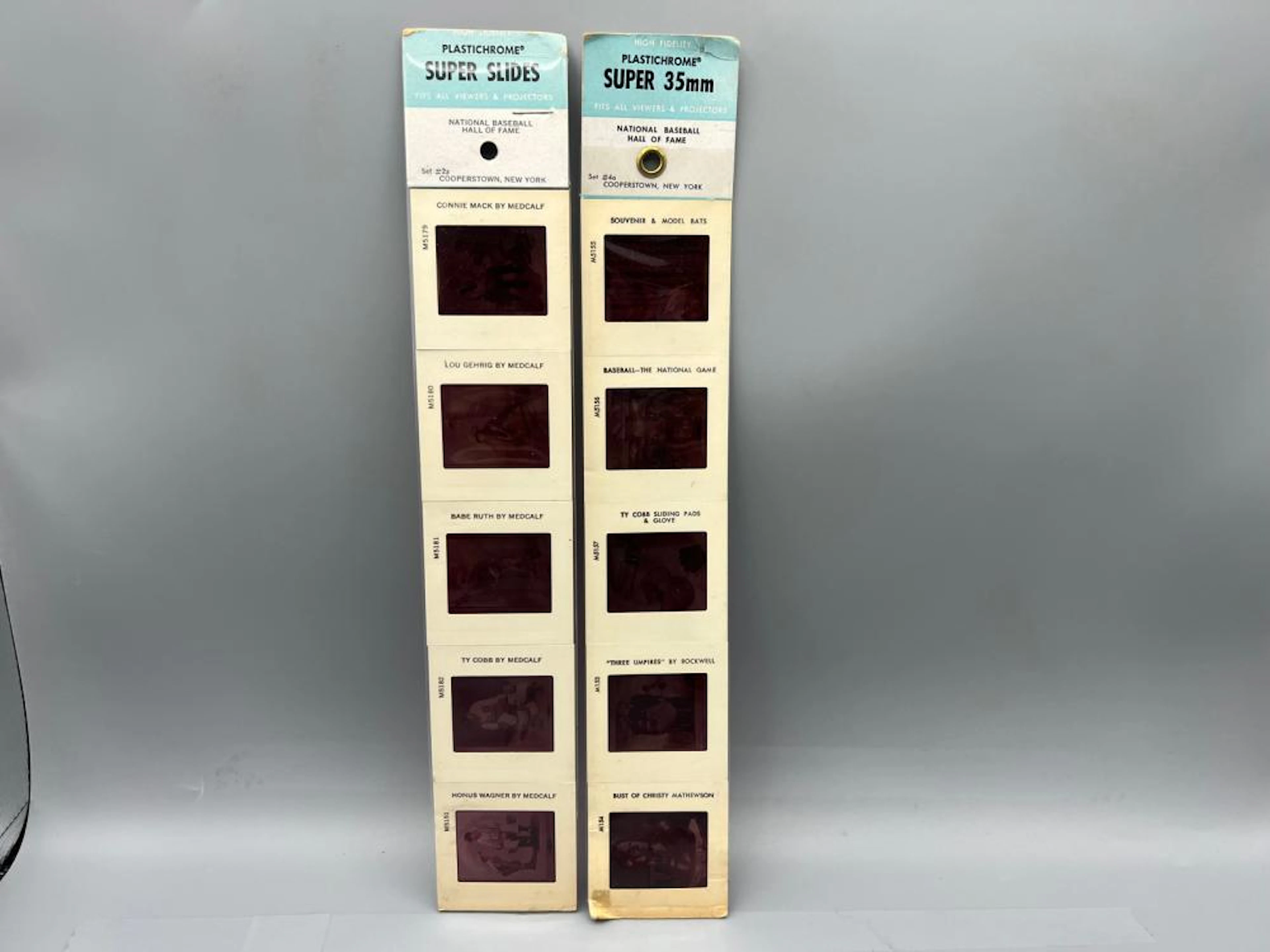 Vintage Plastichrome Baseball HOF Slides in Package Lot of 2 - Babe Ruth