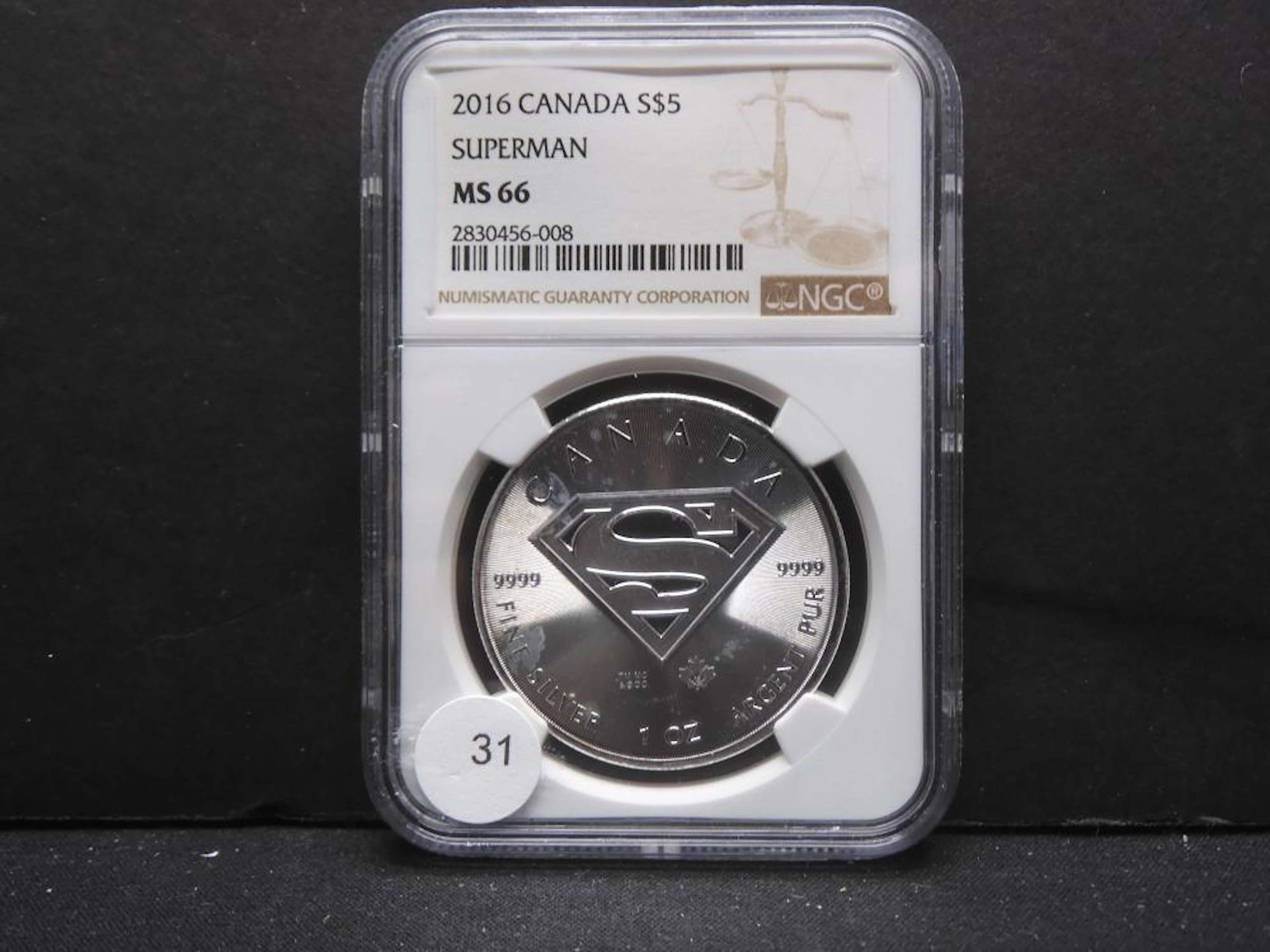 2016 Canada Superman Silver $5. NGC MS66 - .9999 Pure Silver, One Ounce
